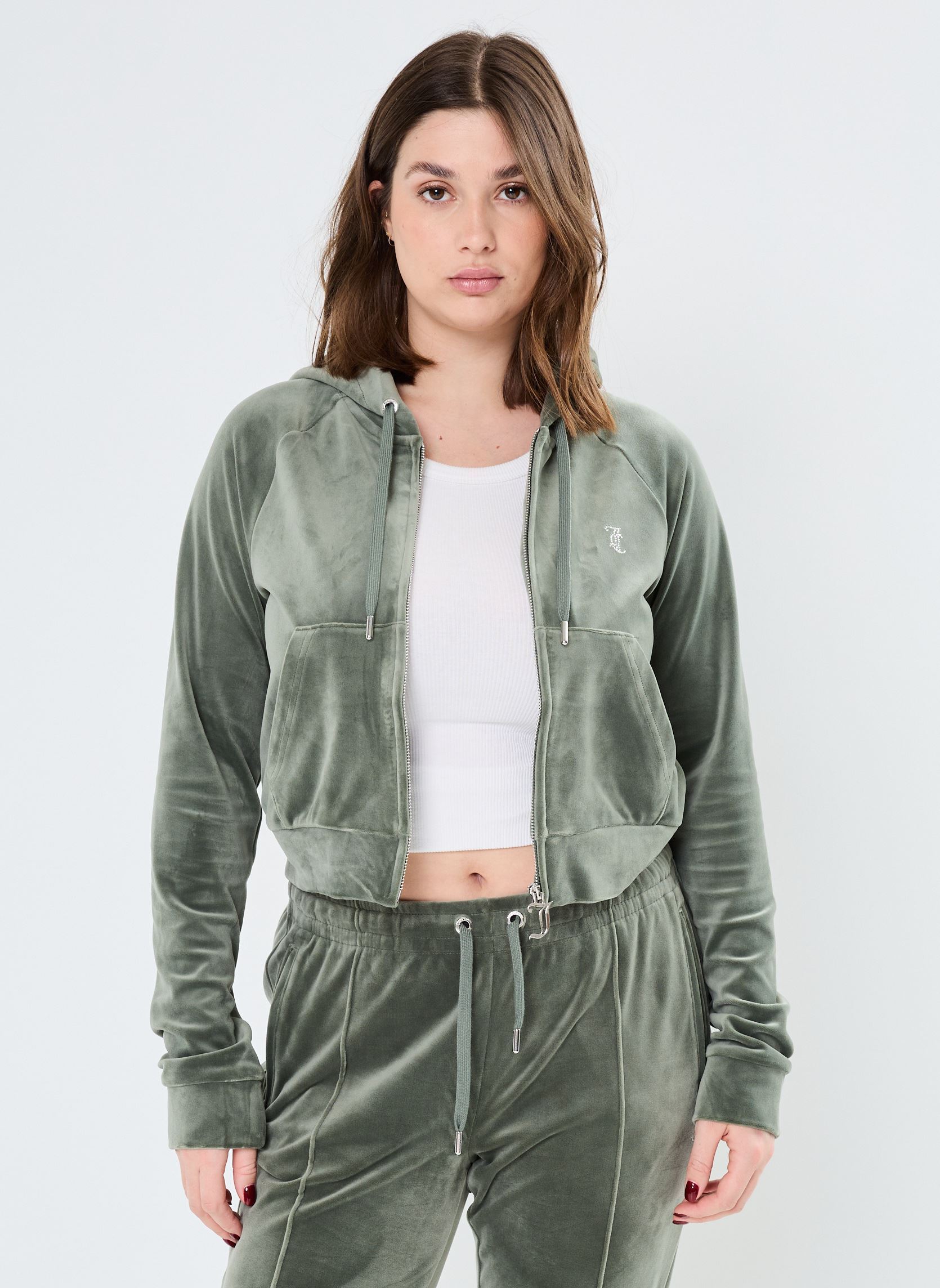 Vestes de survêtement Madison Zip Through Hoodie femme vert JUICY COUTURE Vestes de survêtement Madison Zip Through Hoodie femme vert THYME