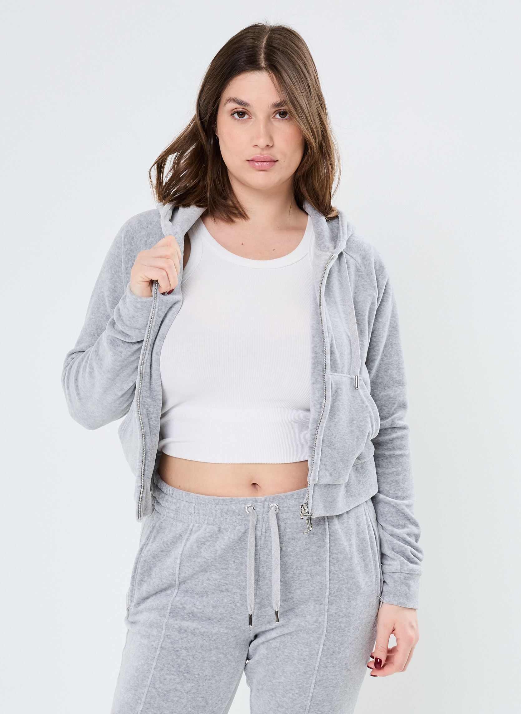 Vestes de survêtement Madison Zip Through Hoodie femme gris JUICY COUTURE Vestes de survêtement Madison Zip Through Hoodie femme gris SILVER MARL