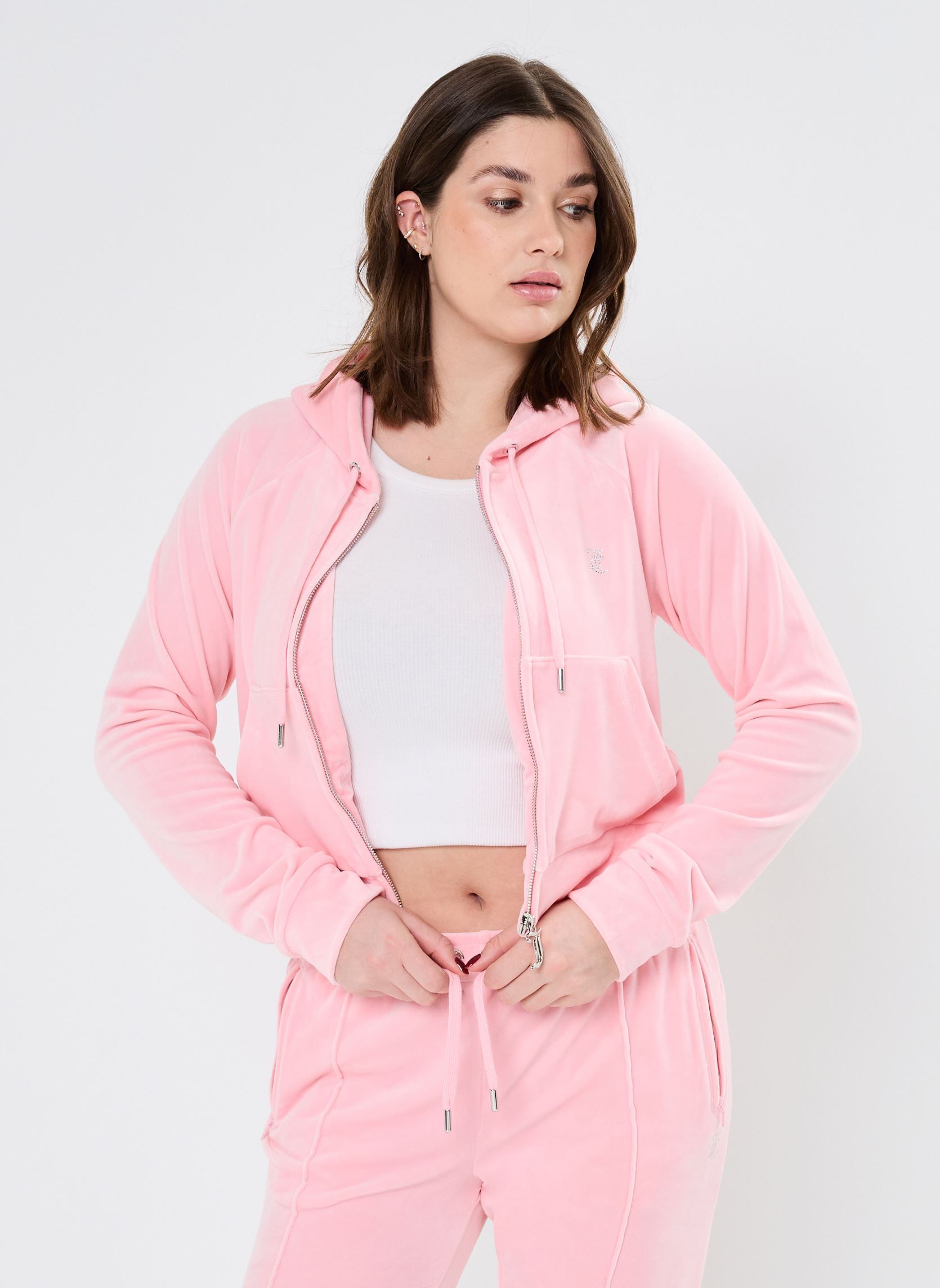 Trainingsvest Madison Zip Through Hoodie dames roze JUICY COUTURE Trainingsvest Madison Zip Through Hoodie dames roze JUICY PINK