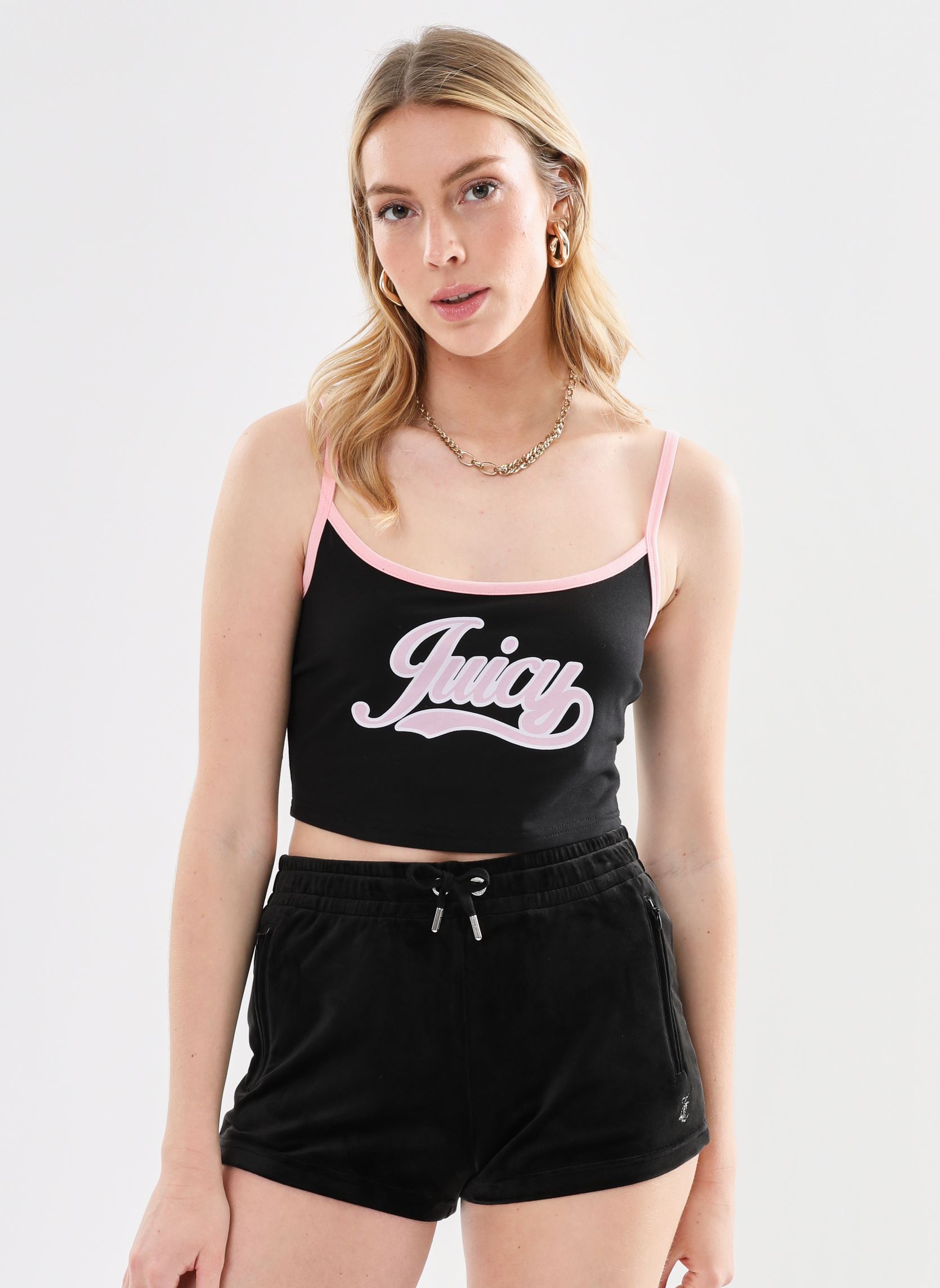 Tops Retro Tank Top dames zwart JUICY COUTURE Tops Retro Tank Top dames zwart BLACK