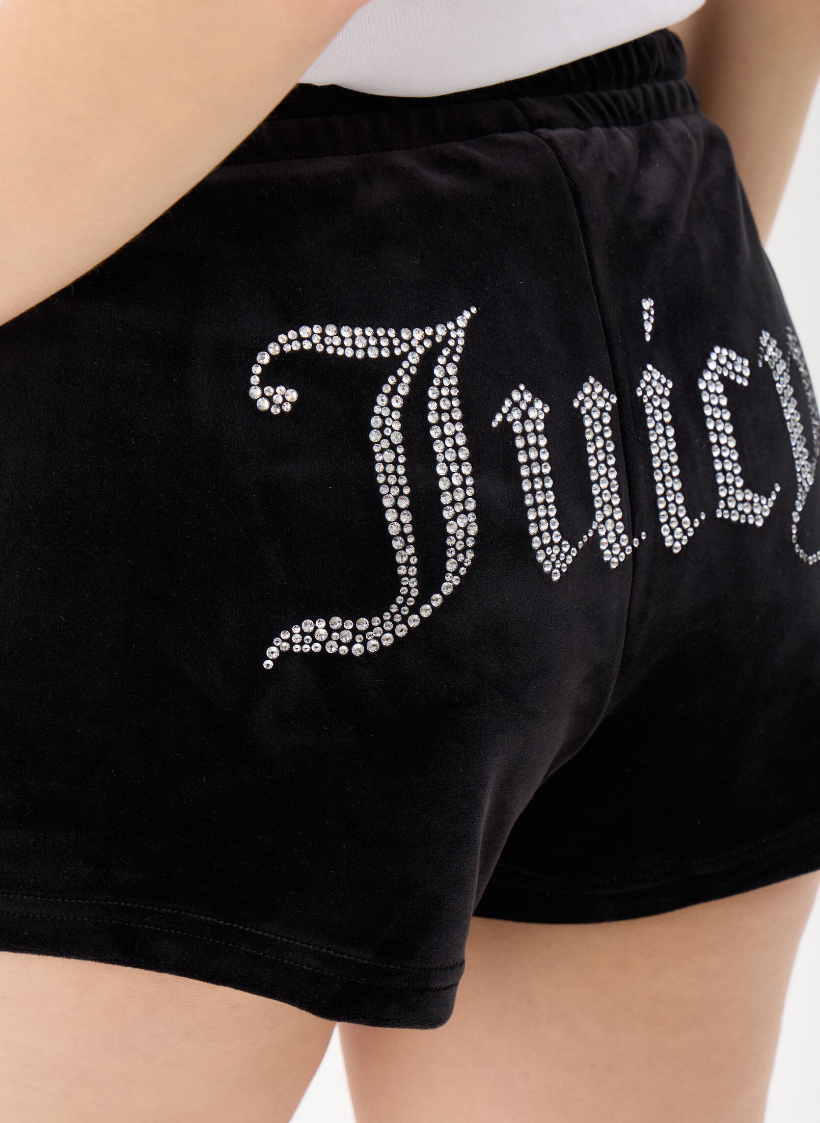 Pantaloncini Tamia Shorts Velours Track Short donna nero JUICY COUTURE Pantaloncini Tamia Shorts Velours Track Short donna nero BLACK