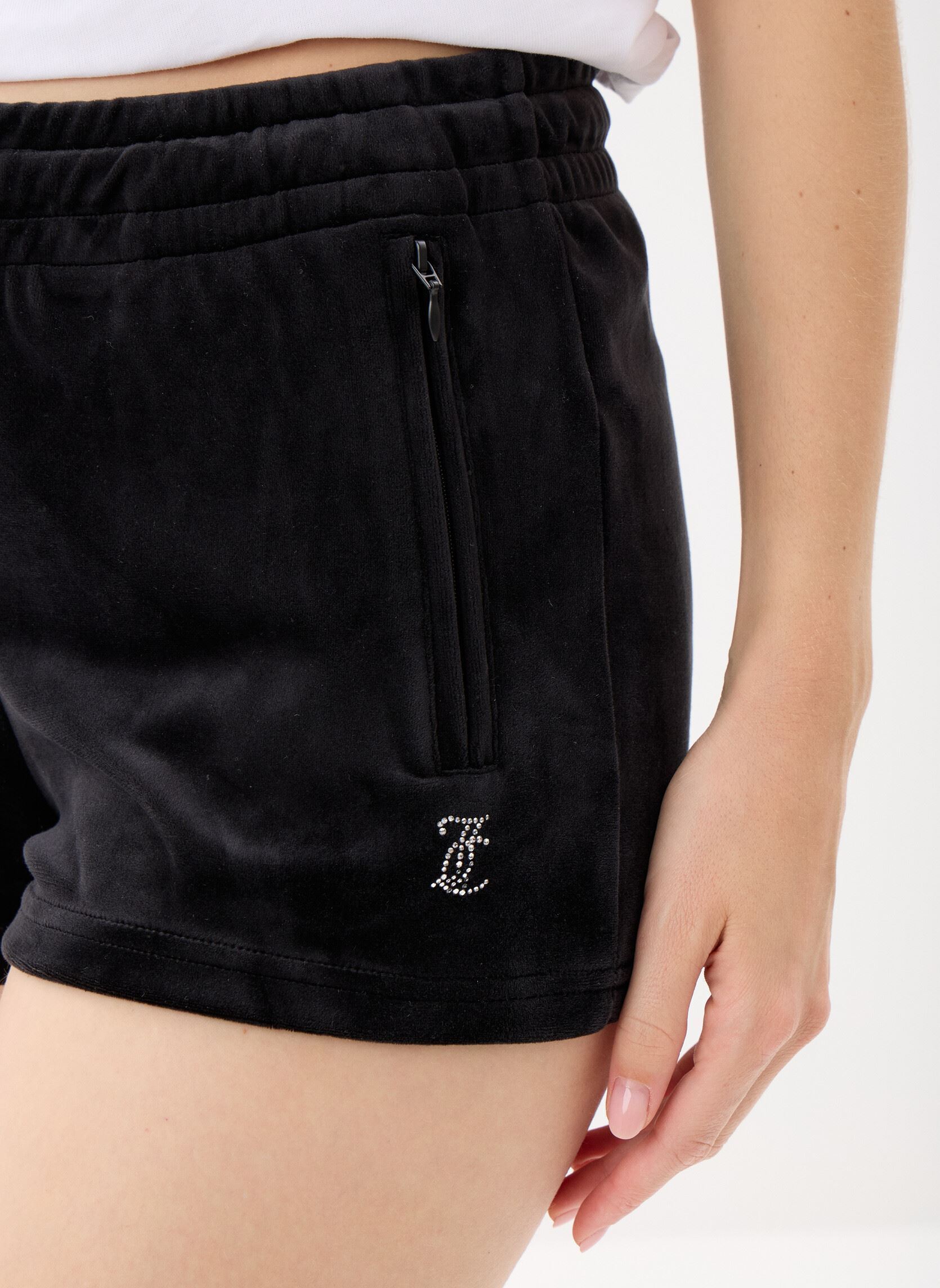 Pantaloncini Tamia Shorts Velours Track Short donna nero JUICY COUTURE Pantaloncini Tamia Shorts Velours Track Short donna nero BLACK