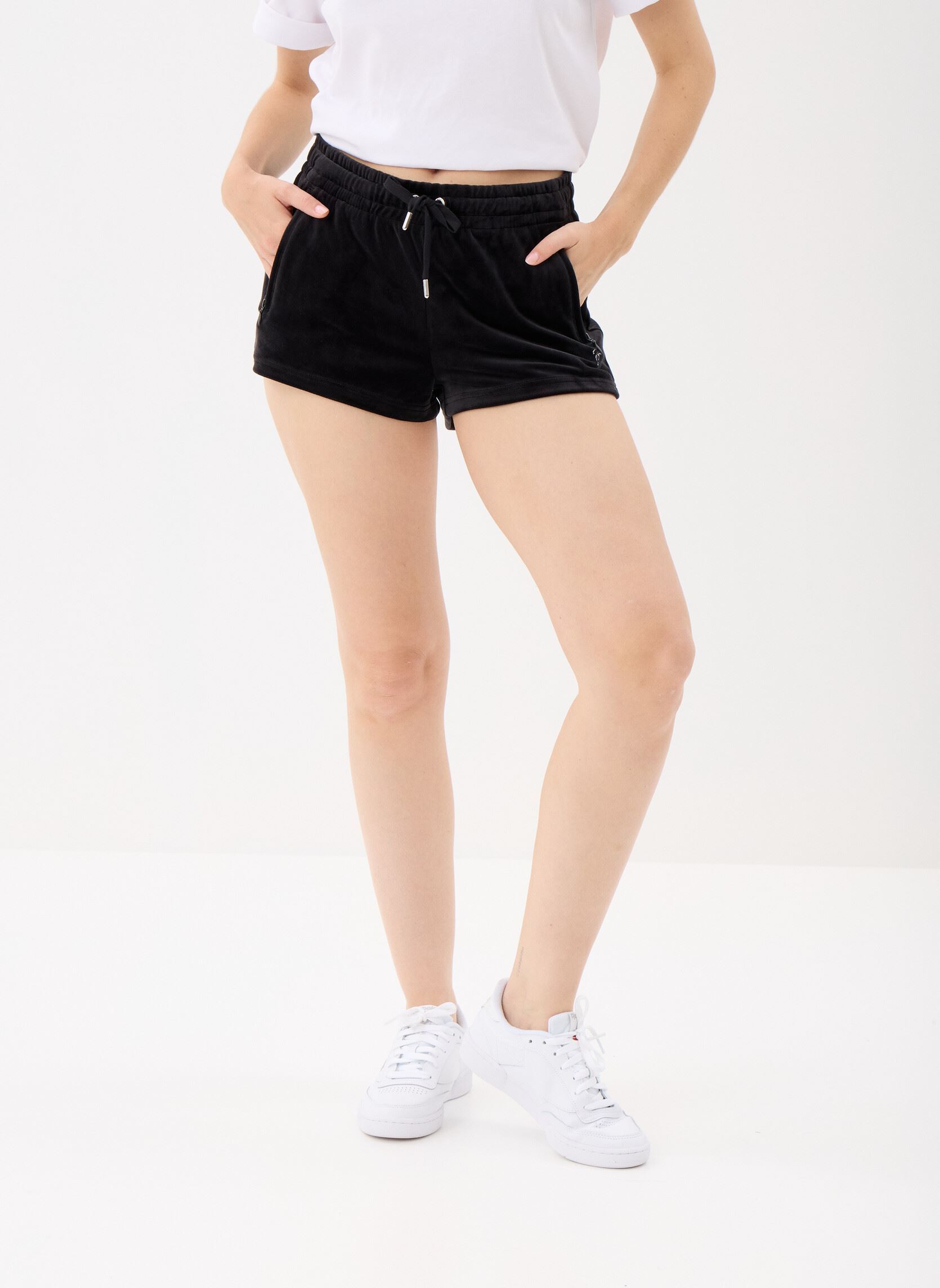 Pantaloncini Tamia Shorts Velours Track Short donna nero JUICY COUTURE Pantaloncini Tamia Shorts Velours Track Short donna nero BLACK