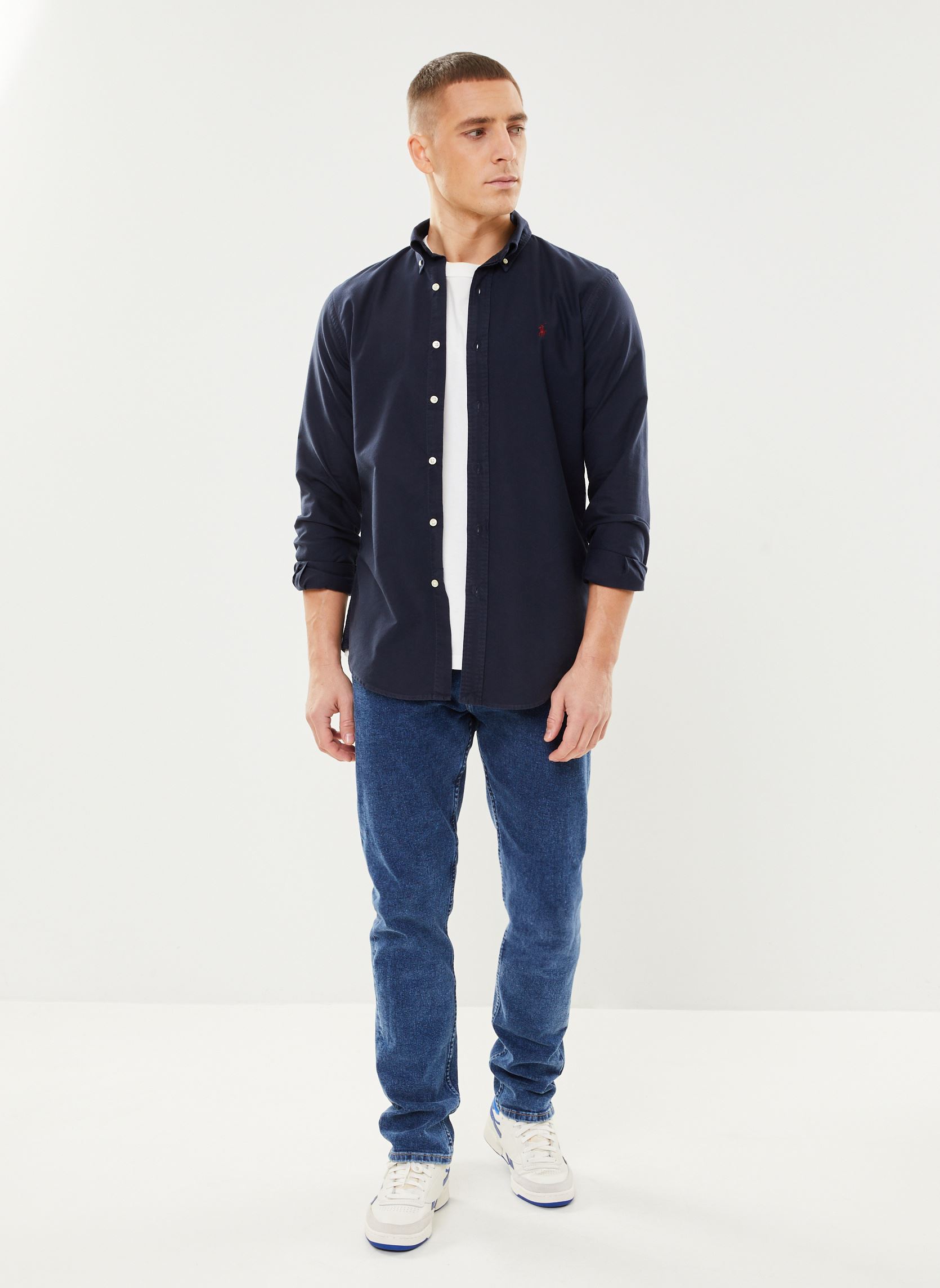 Chemises Chemise Oxford ajustée teinte en pièce homme bleu Polo Ralph Lauren Chemises Chemise Oxford ajustée teinte en pièce homme bleu RL NAVY