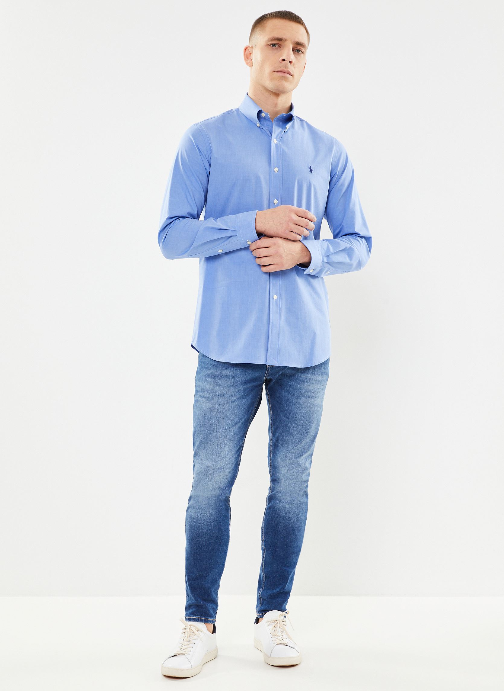 Chemises Chemise ajustée en popeline stretch 7109 homme bleu Polo Ralph Lauren Chemises Chemise ajustée en popeline stretch 7109 homme bleu 2865 BLUE END ON END