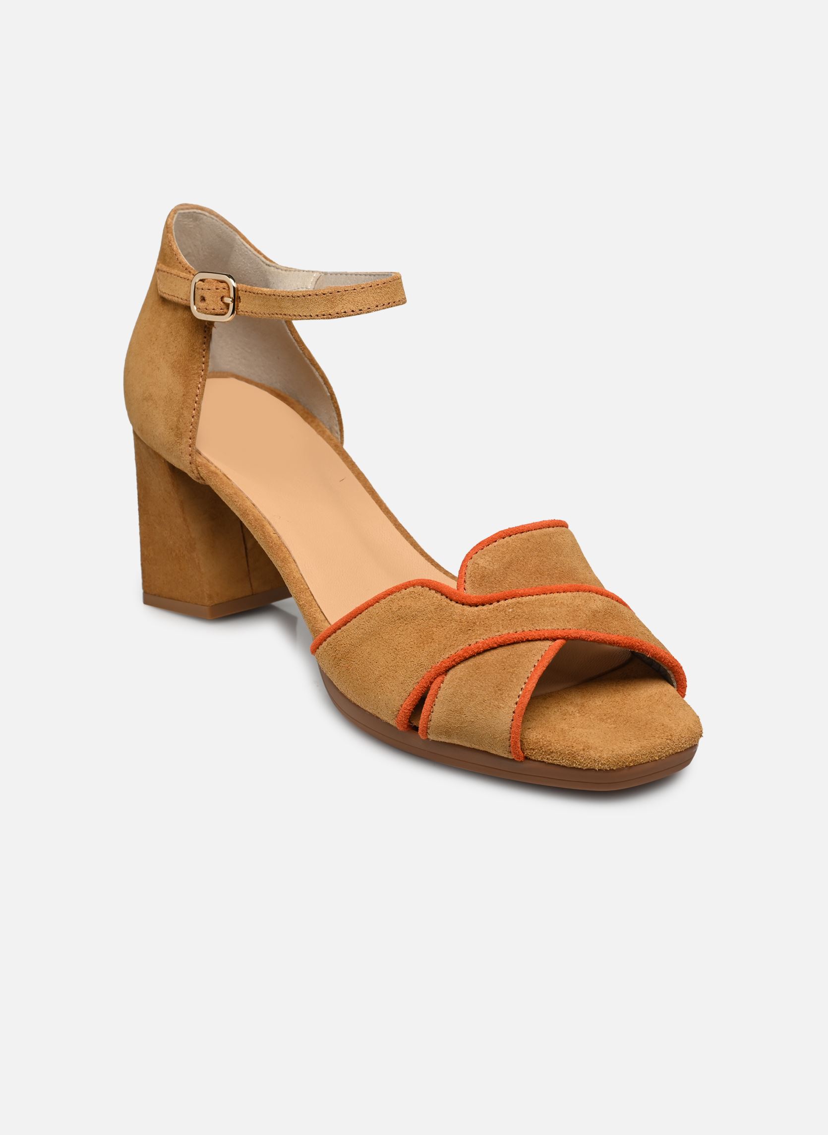 Sandalen YUDI D9293 damen braun Dorking Sandalen YUDI D9293 damen braun CALF+CALF CAMEL + ORANGE