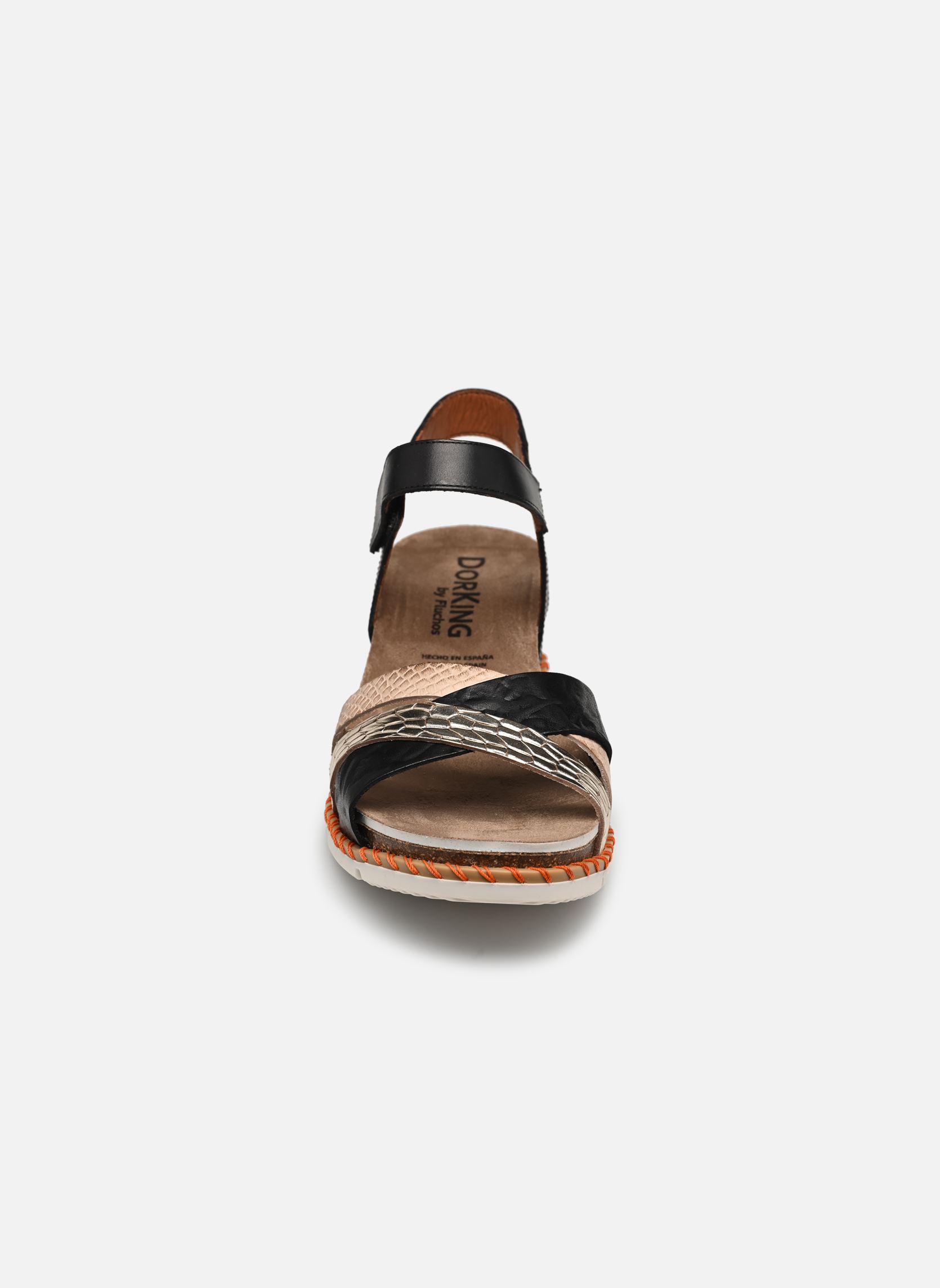 Sandali con zeppa e plateau GOLD D9320 donna nero Dorking Sandali con zeppa e plateau GOLD D9320 donna nero TEXAS+TEXAS+TEXAS NEGRO + CHAM