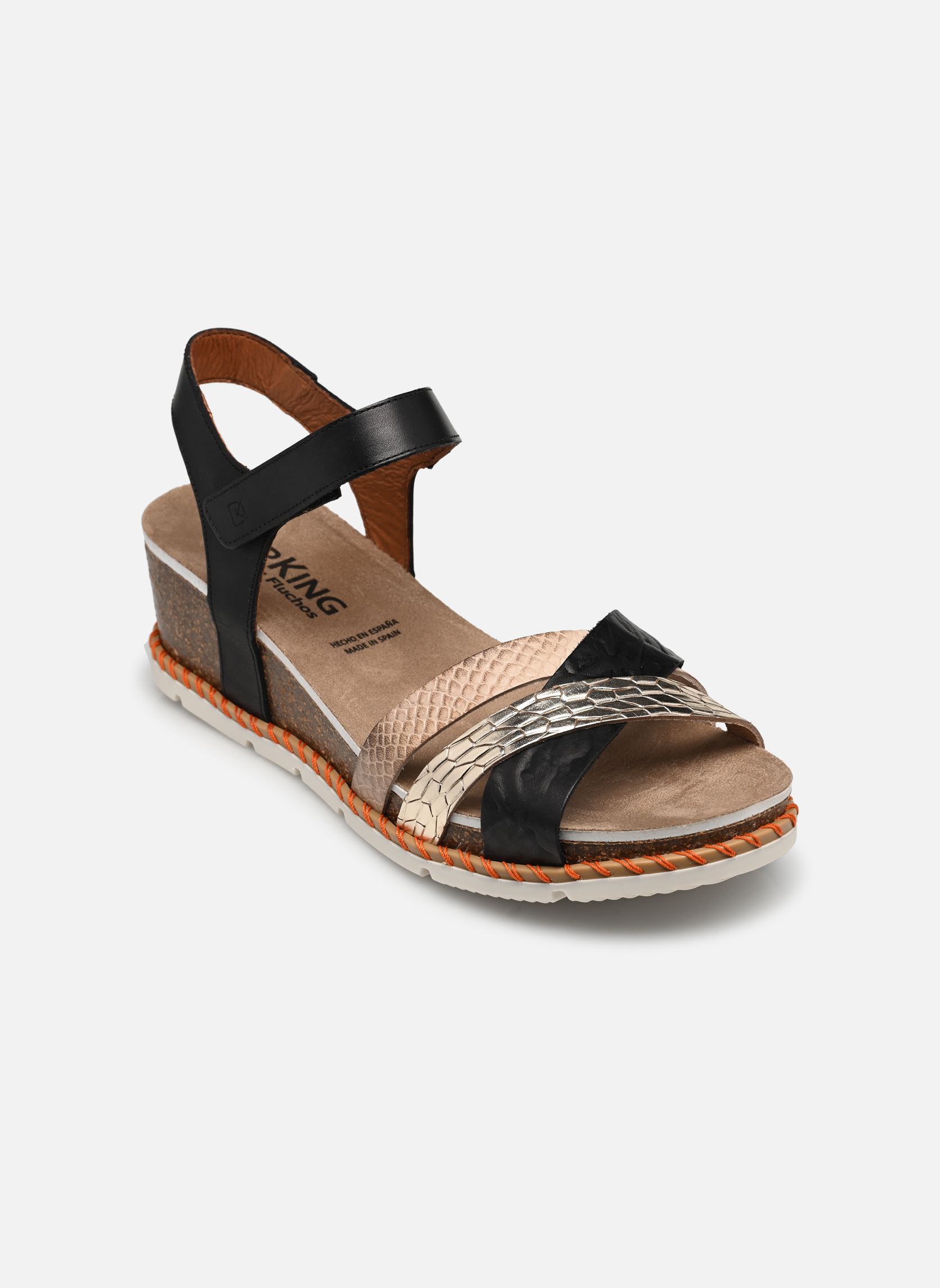 Sandali con zeppa e plateau GOLD D9320 donna nero Dorking Sandali con zeppa e plateau GOLD D9320 donna nero TEXAS+TEXAS+TEXAS NEGRO + CHAM