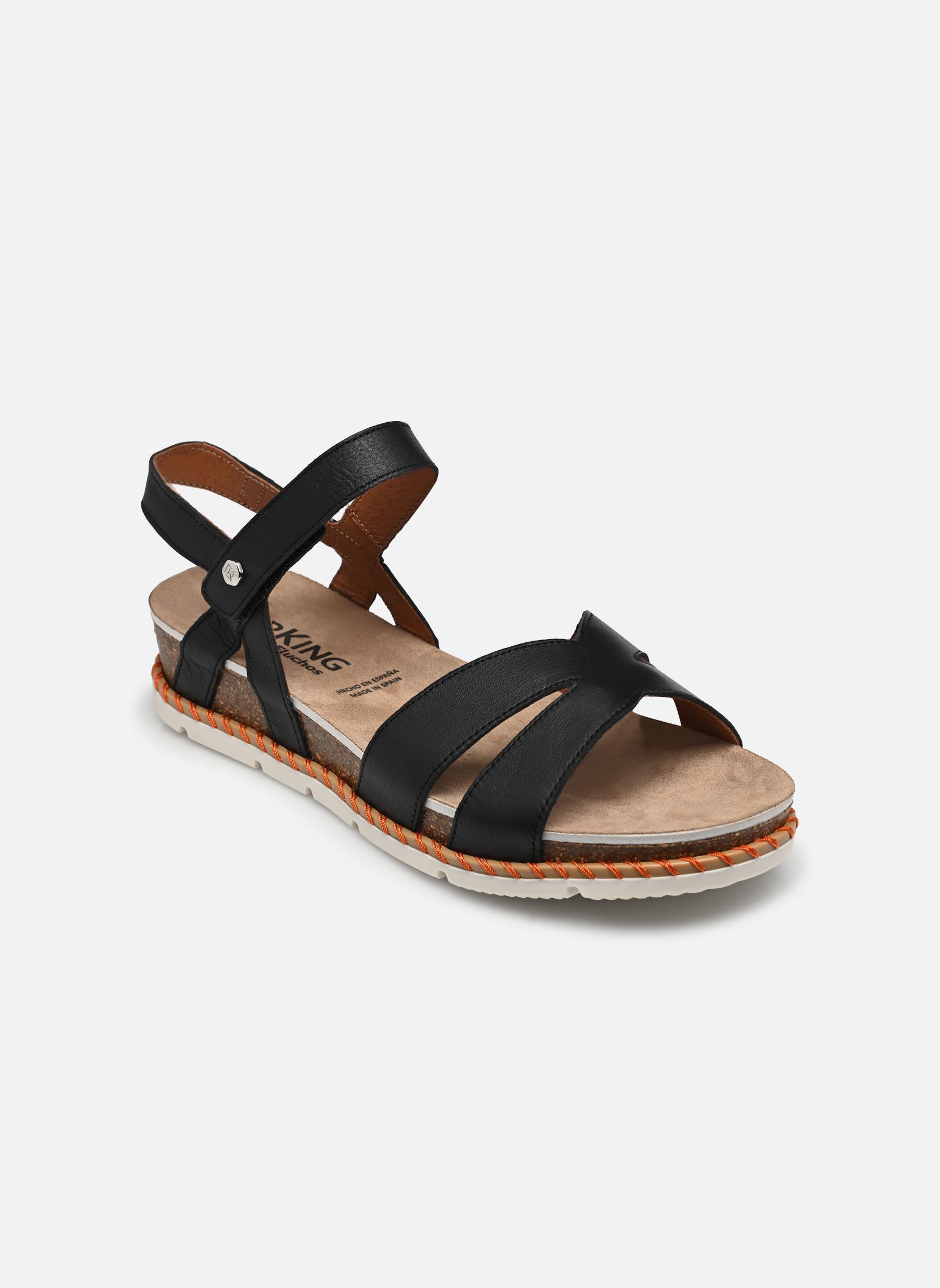 Sandalias y plataformas de cuña SPORT D9323 mujer negro Dorking Sandalias y plataformas de cuña SPORT D9323 mujer negro CERVO NEGRO