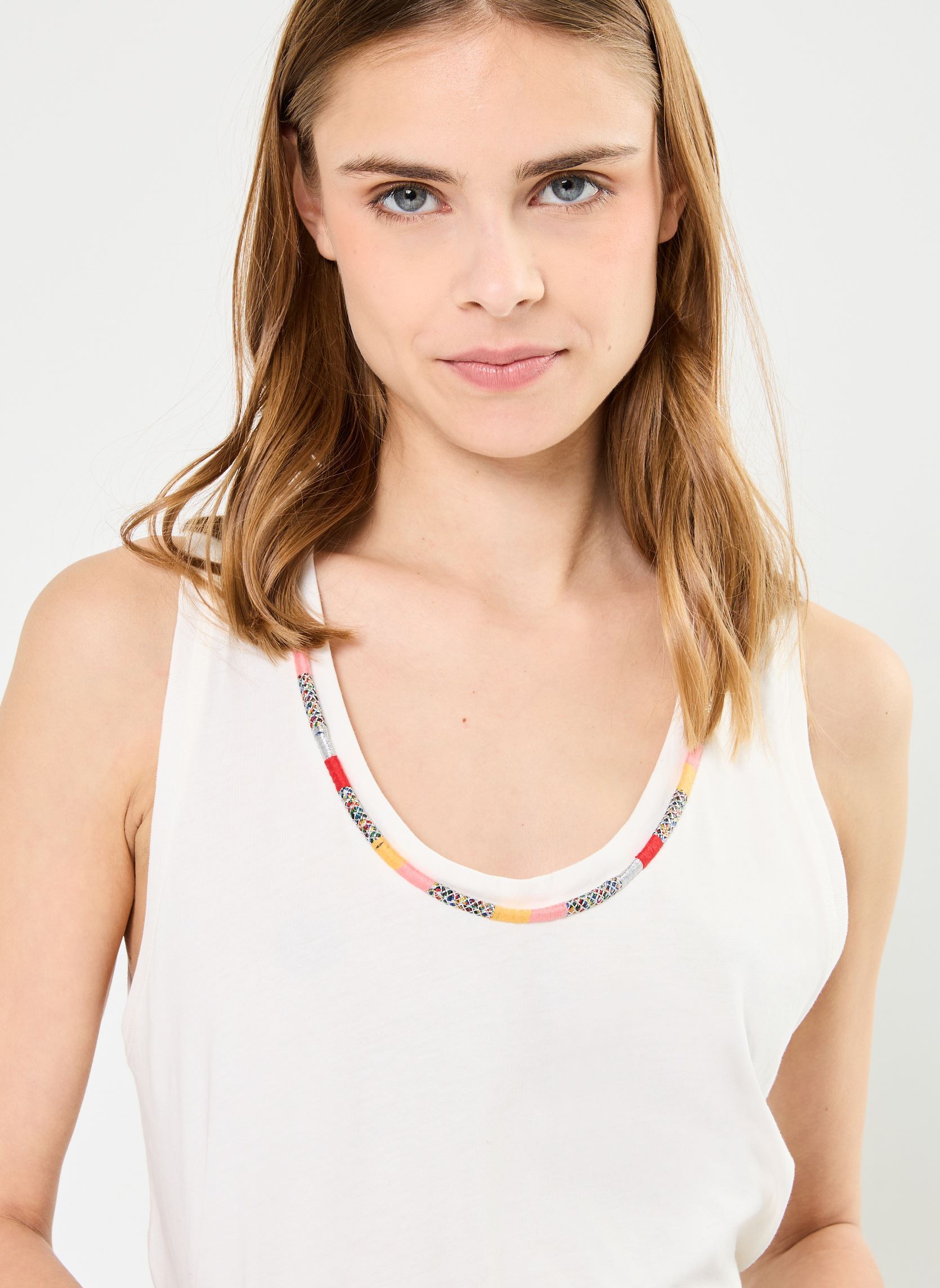 Débardeurs BY10515 femme blanc IKKS Women Débardeurs BY10515 femme blanc BLANC CASSÉ
