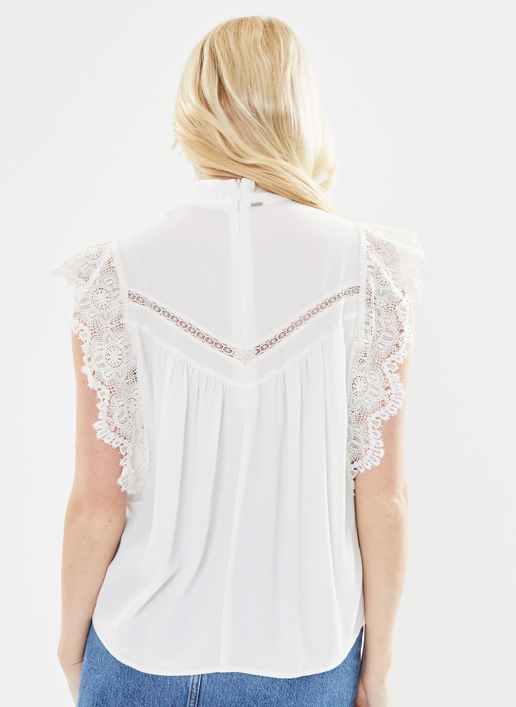 Blouses manches courtes BY11205 femme blanc IKKS Women Blouses manches courtes BY11205 femme blanc CALCAIRE