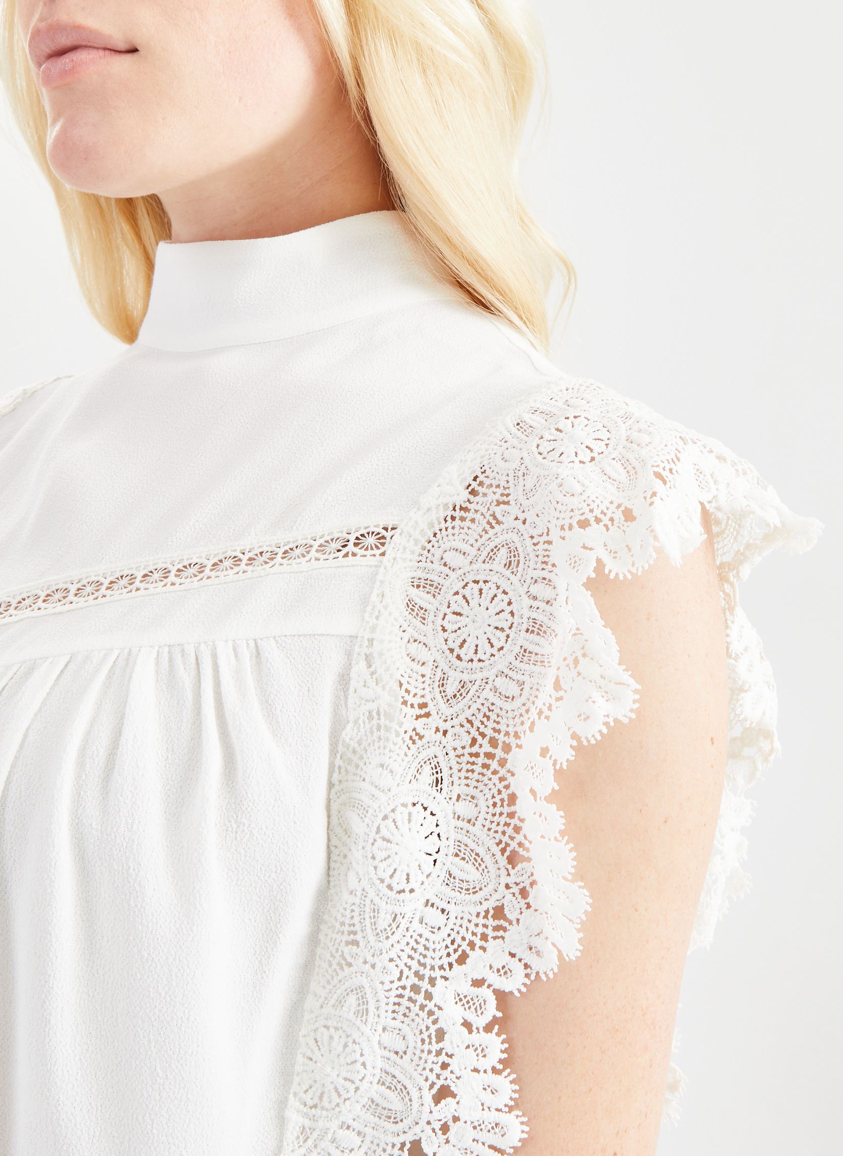 Blouses manches courtes BY11205 femme blanc IKKS Women Blouses manches courtes BY11205 femme blanc CALCAIRE