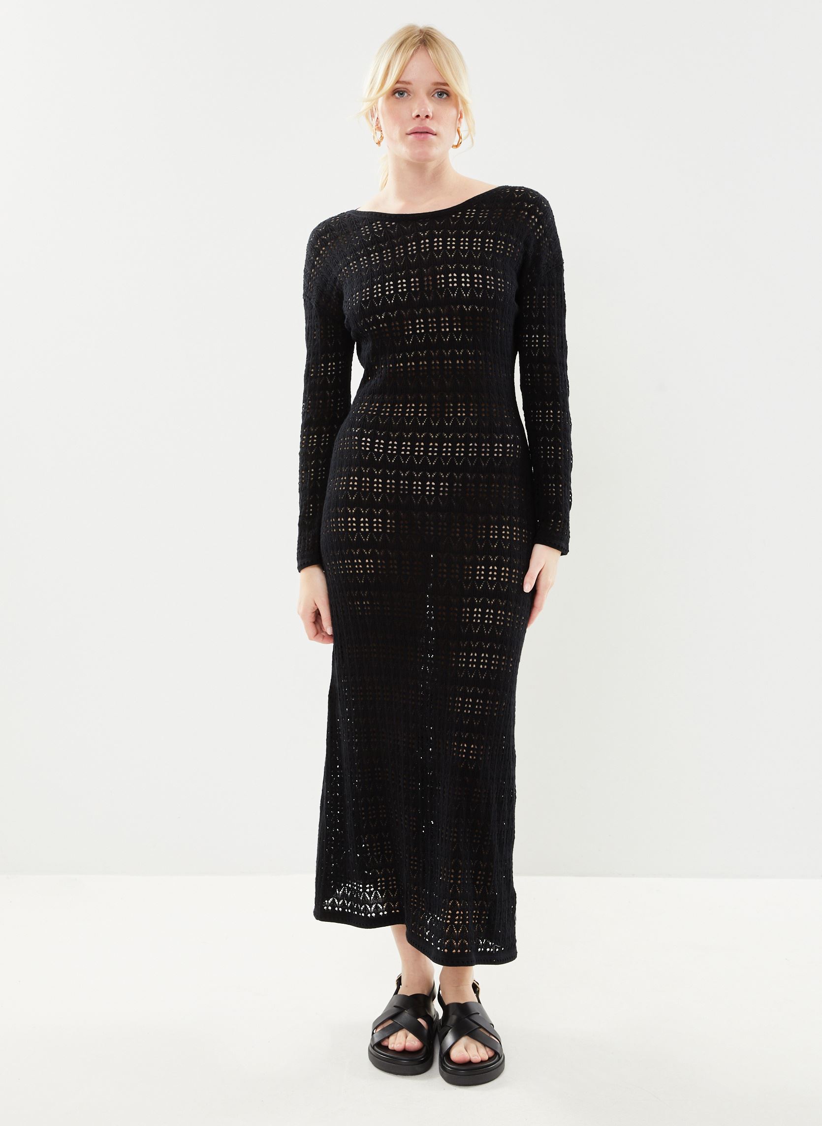 Lange jurken BY30605 dames zwart IKKS Women Lange jurken BY30605 dames zwart NOIR