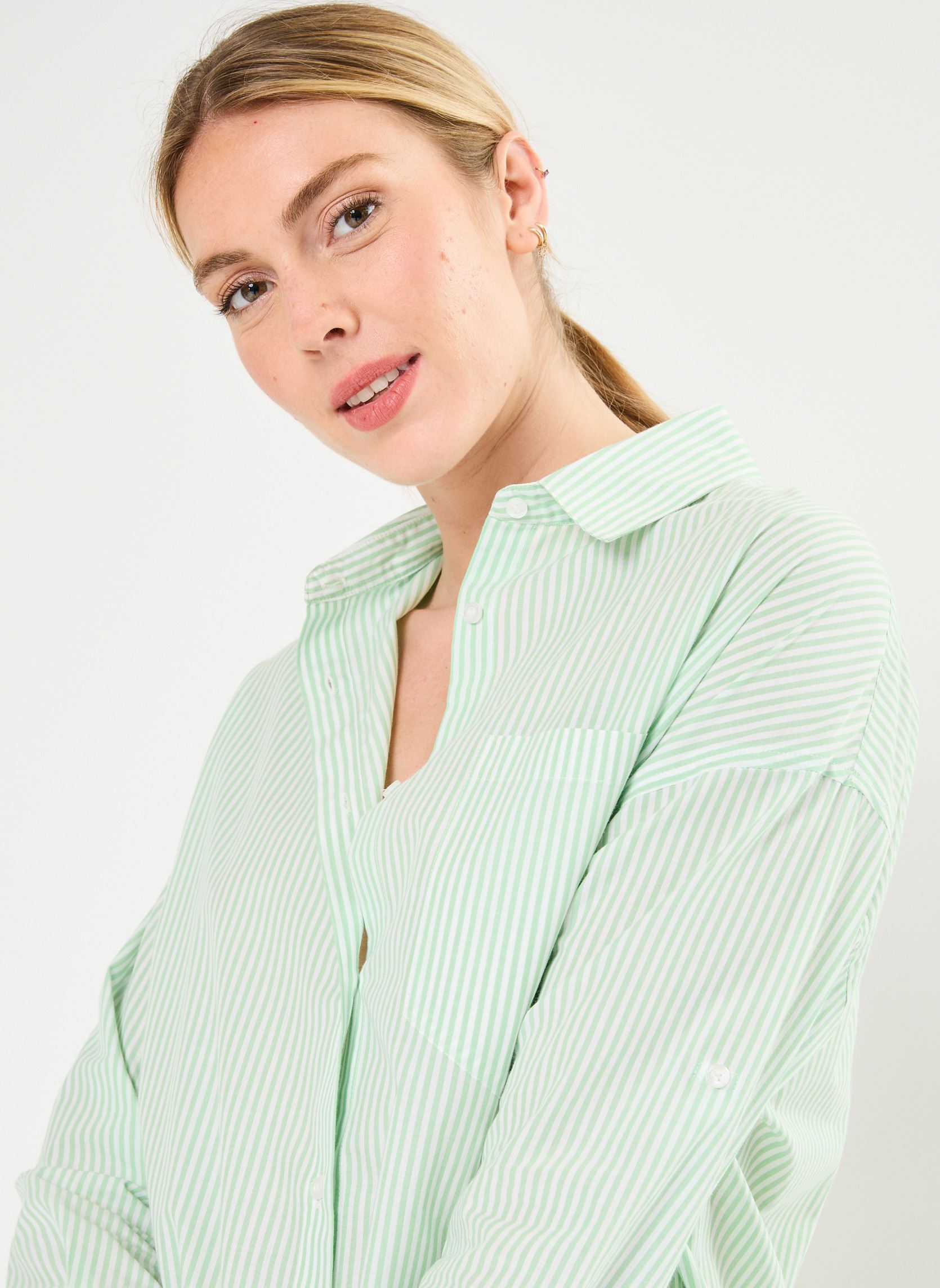 Robes Chemise BY30965 femme vert IKKS Women Robes Chemise BY30965 femme vert PISTACHE