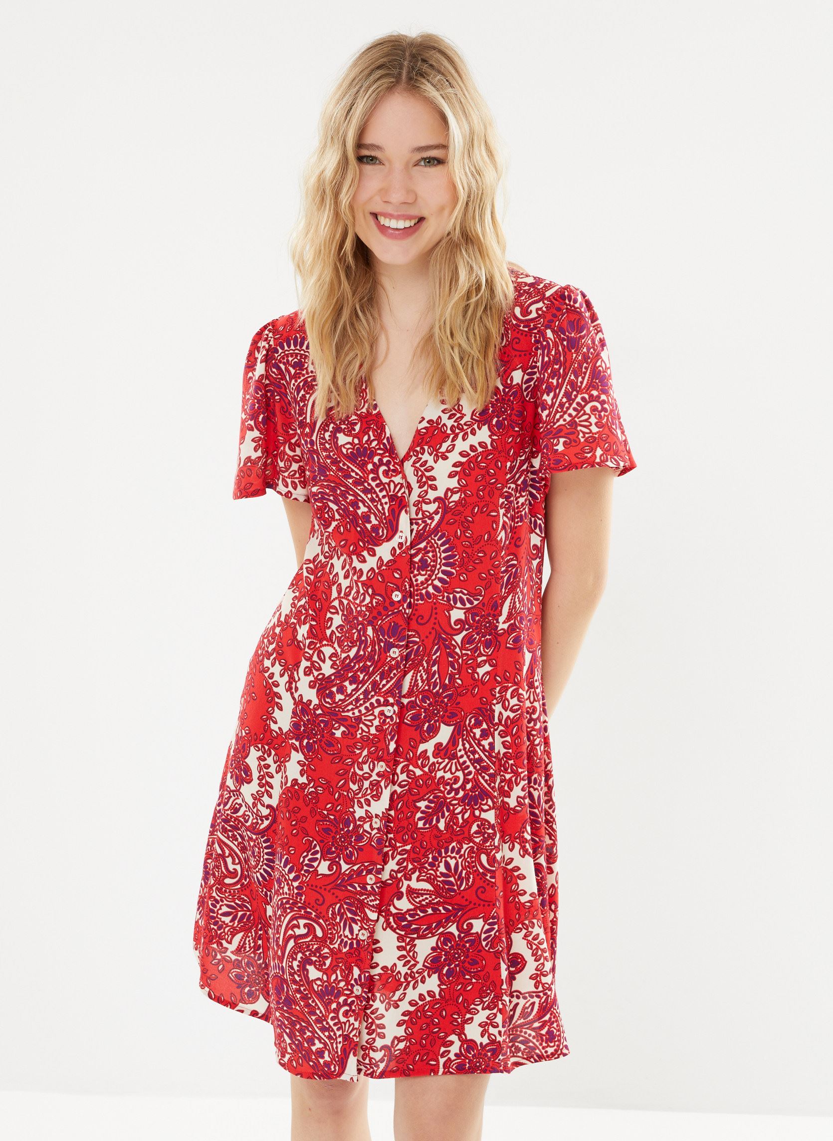 Robes BY31075 femme rouge IKKS Women Robes BY31075 femme rouge GROSEILLE