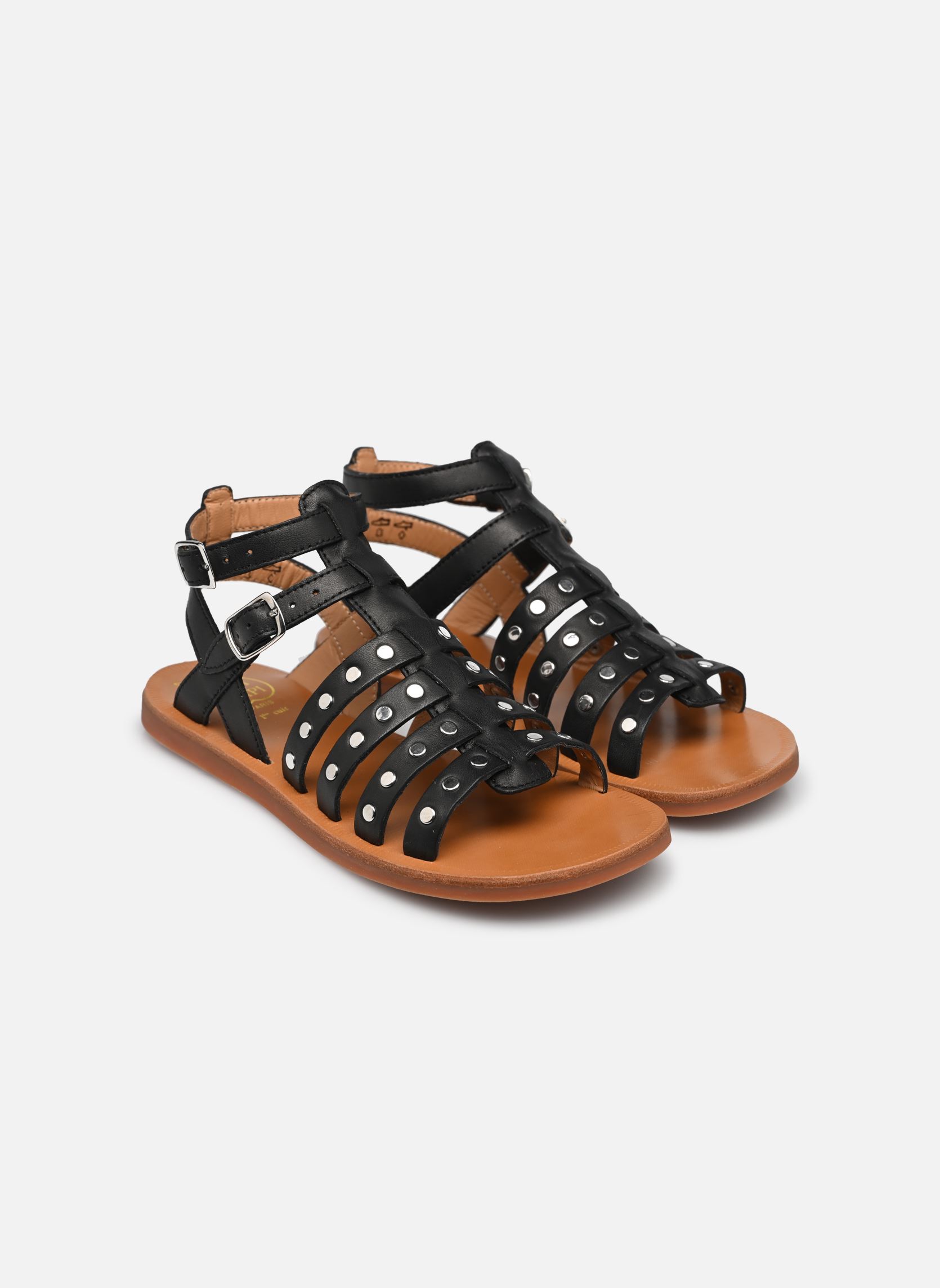 Sandalen Plagette Stud mädchen schwarz Pom d Api Sandalen Plagette Stud mädchen schwarz NOIR
