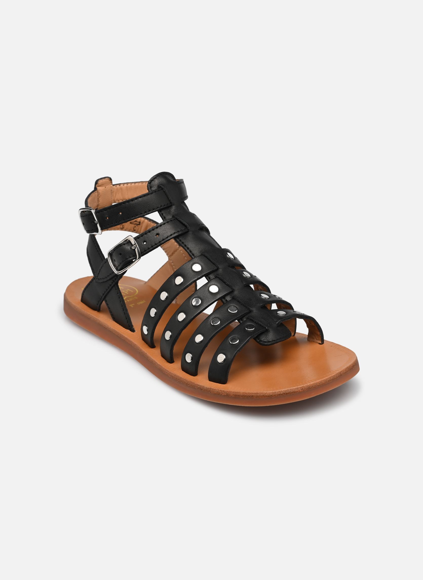 Sandalen Plagette Stud mädchen schwarz Pom d Api Sandalen Plagette Stud mädchen schwarz NOIR