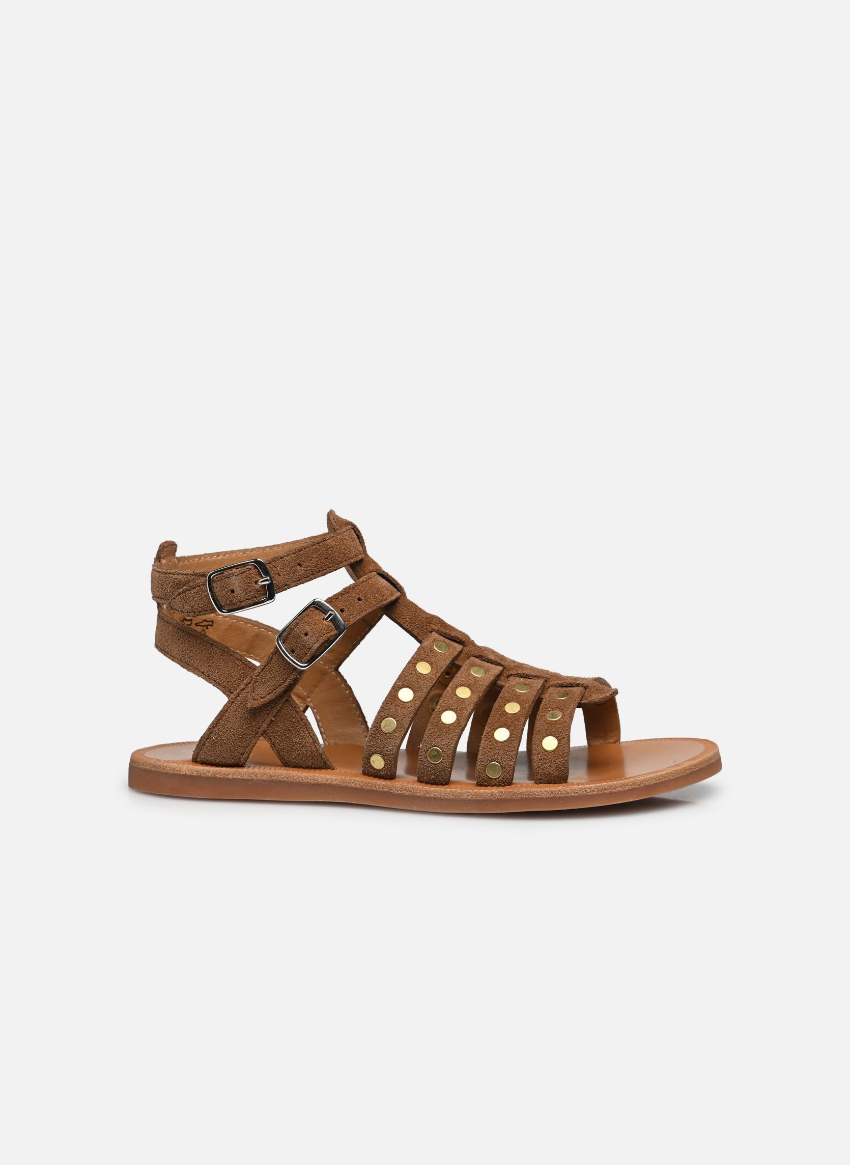 Sandales Plagette Stud fille marron Pom d Api Sandales Plagette Stud fille marron BROWN