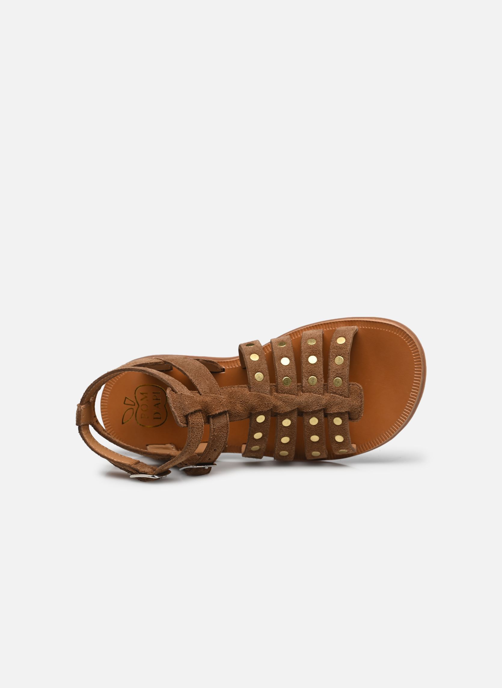 Sandales Plagette Stud fille marron Pom d Api Sandales Plagette Stud fille marron BROWN