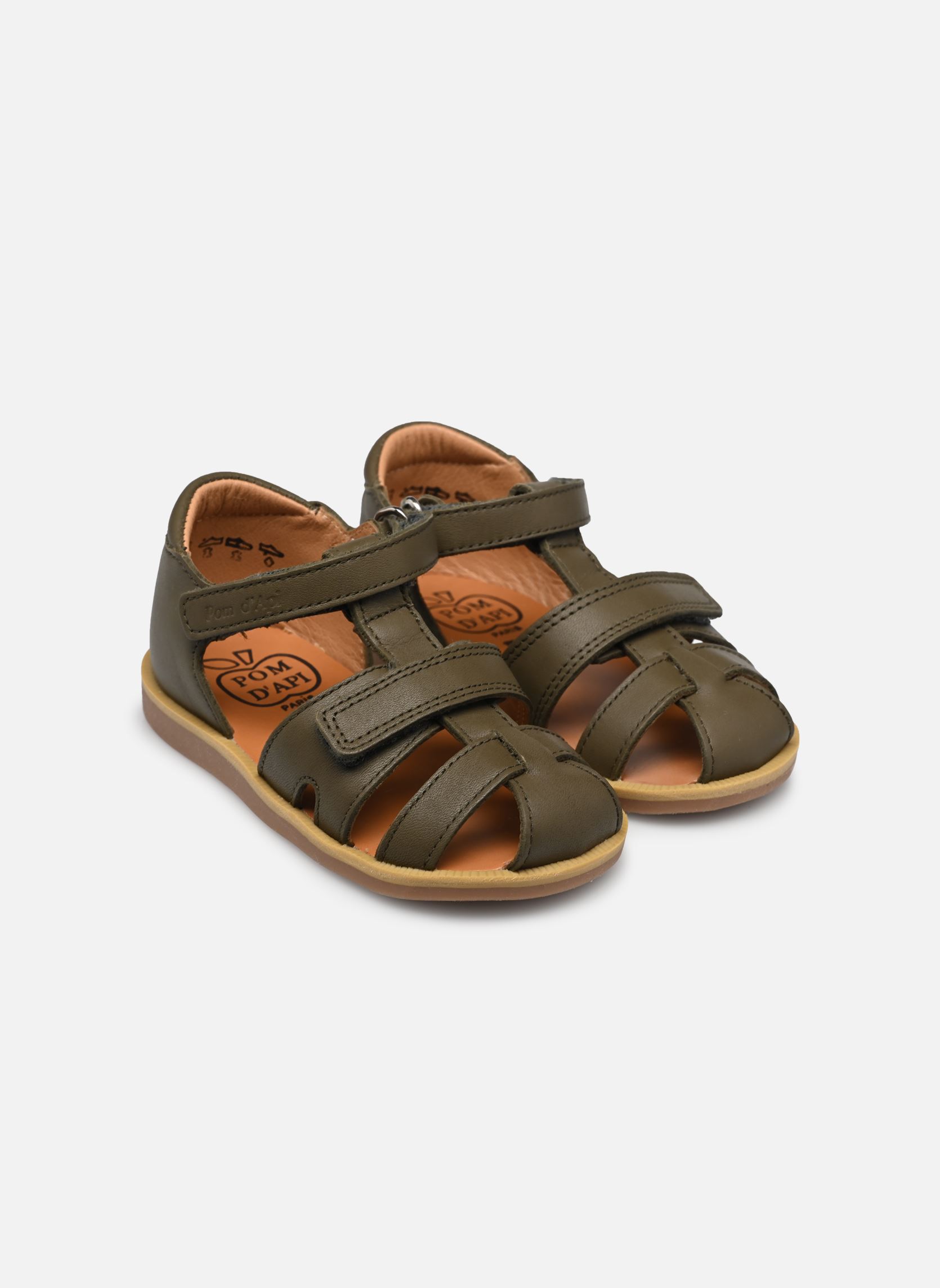 Sandales Poppy Boy Strap garçon vert Pom d Api Sandales Poppy Boy Strap garçon vert KAKI
