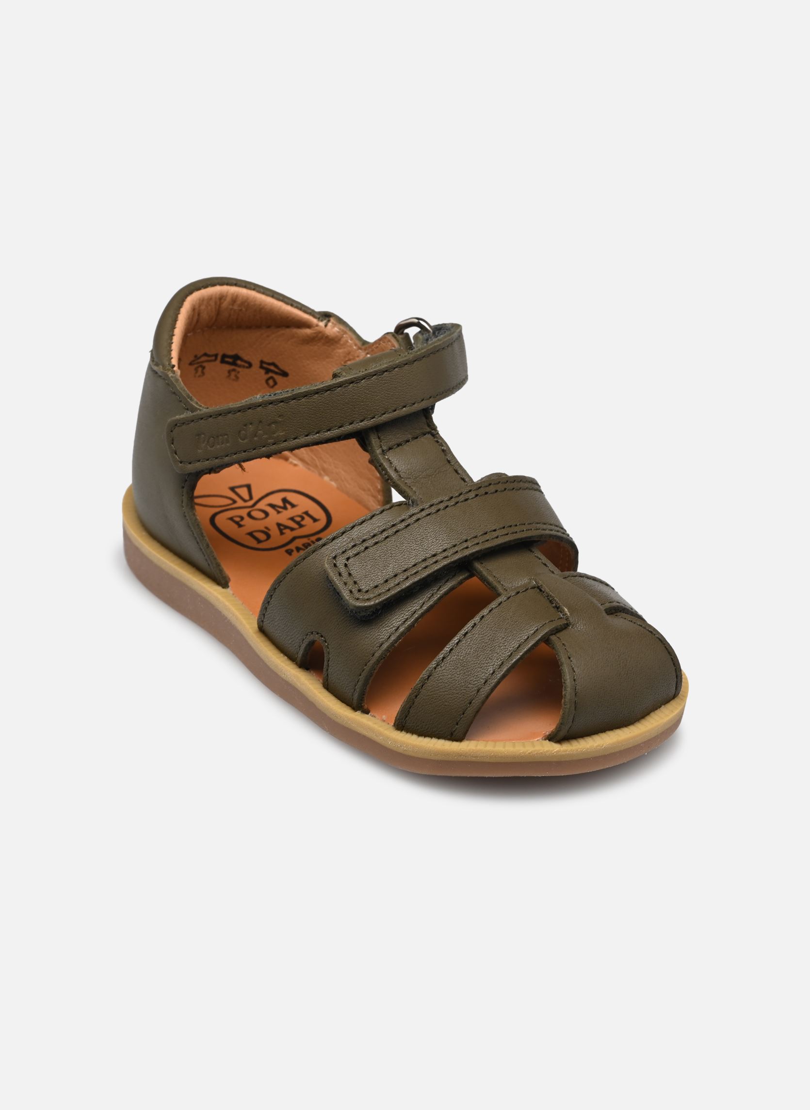 Sandales Poppy Boy Strap garçon vert Pom d Api Sandales Poppy Boy Strap garçon vert KAKI