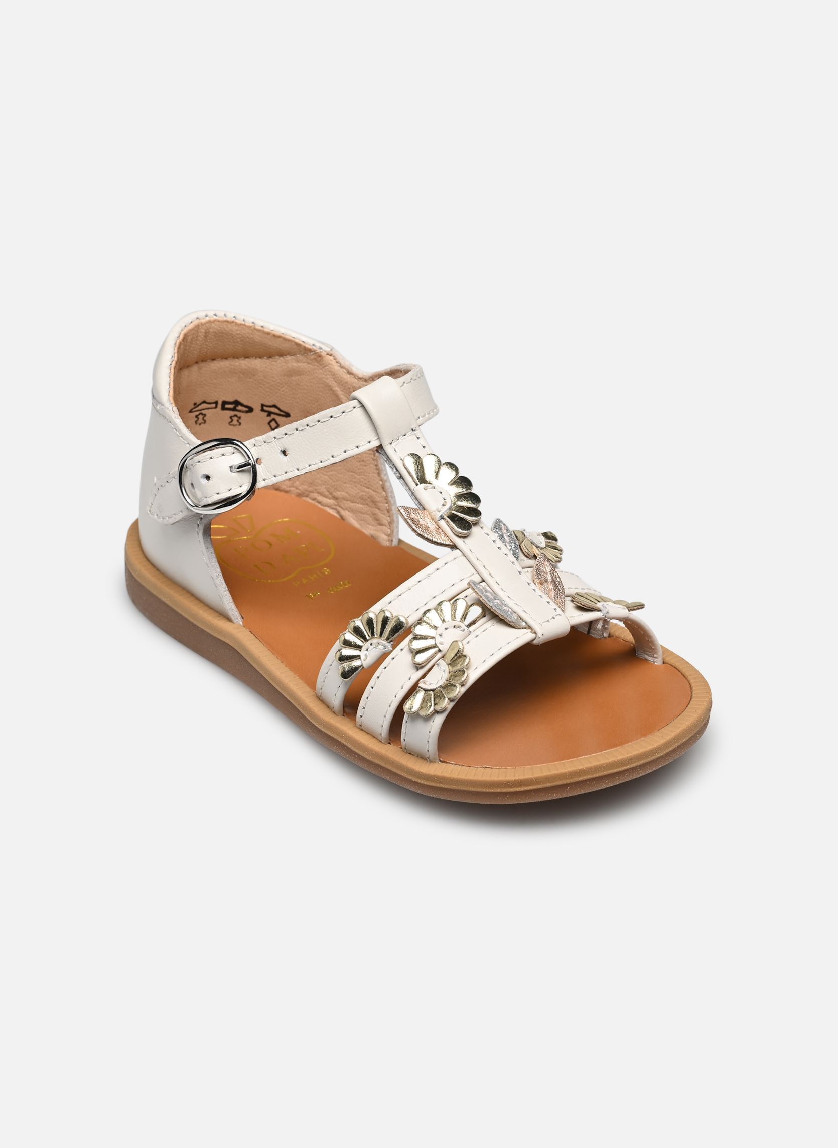 Sandalias Poppy Multi Daisy niña blanco Pom d Api Sandalias Poppy Multi Daisy niña blanco CREMA-MULTI