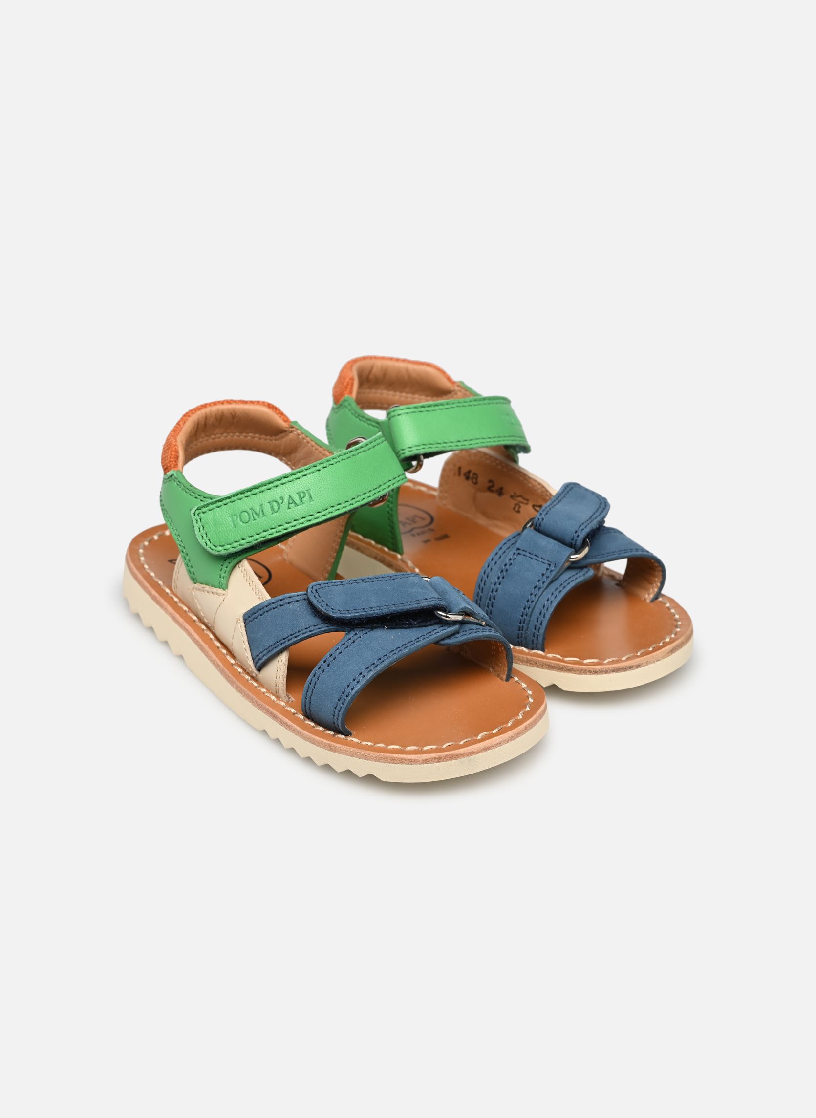 Sandales Waff Jimy garçon multicolore Pom d Api Sandales Waff Jimy garçon multicolore DENIM-VERT