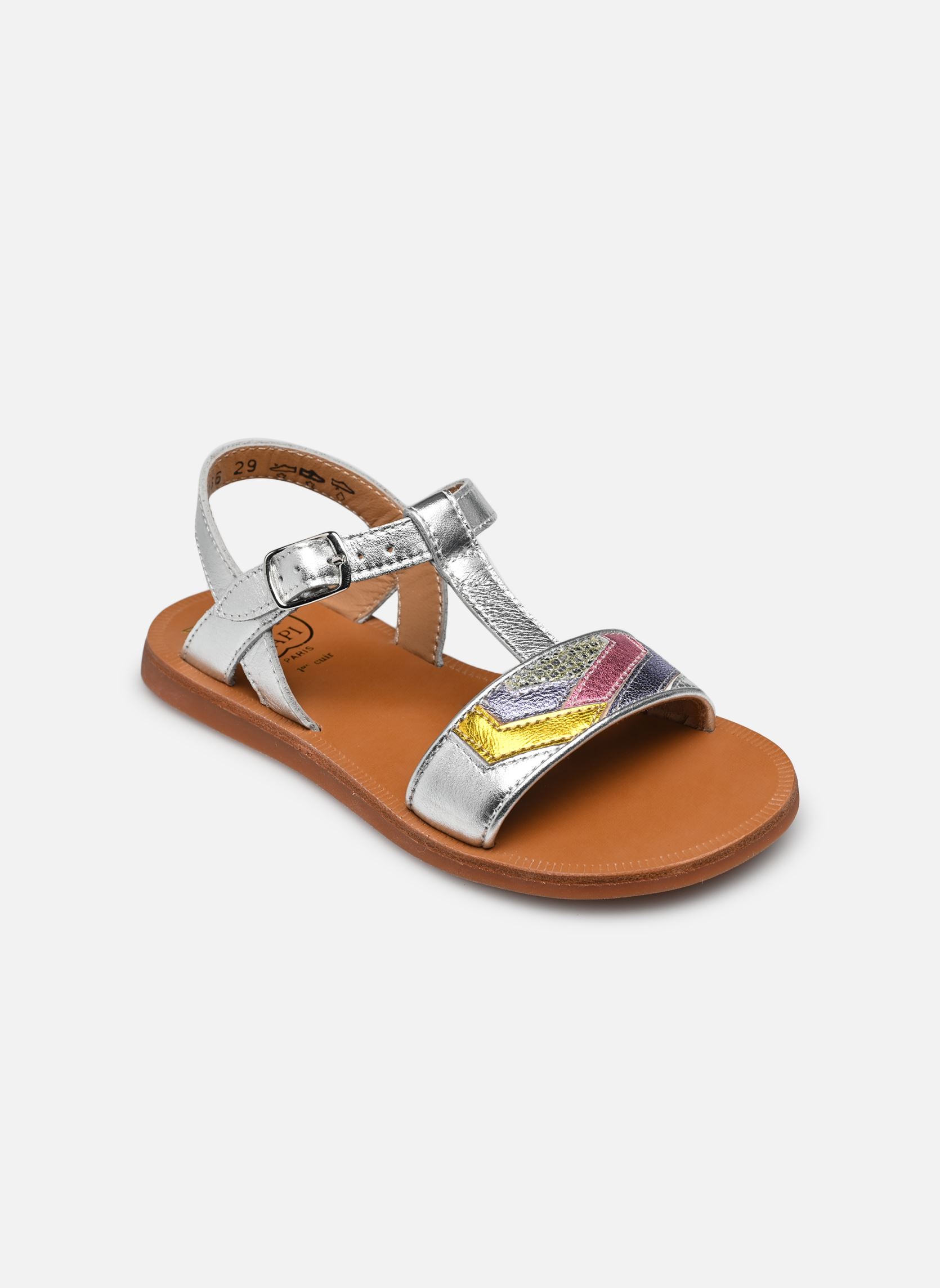 Sandalen Plagette Drap mädchen mehrfarbig Pom d Api Sandalen Plagette Drap mädchen mehrfarbig SILVER