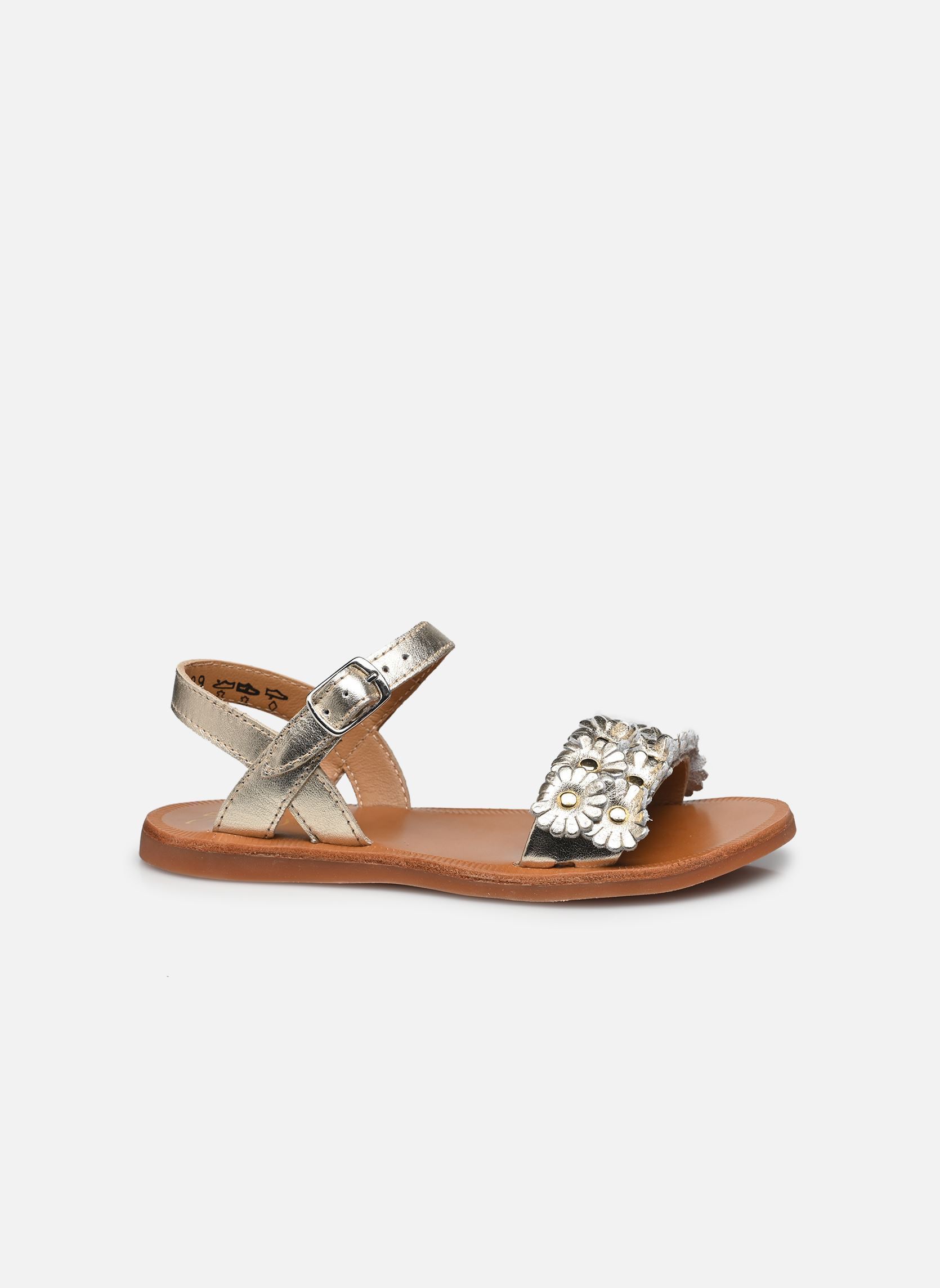 Sandales Plagette Multi Flo fille or et bronze Pom d Api Sandales Plagette Multi Flo fille or et bronze PLATINE