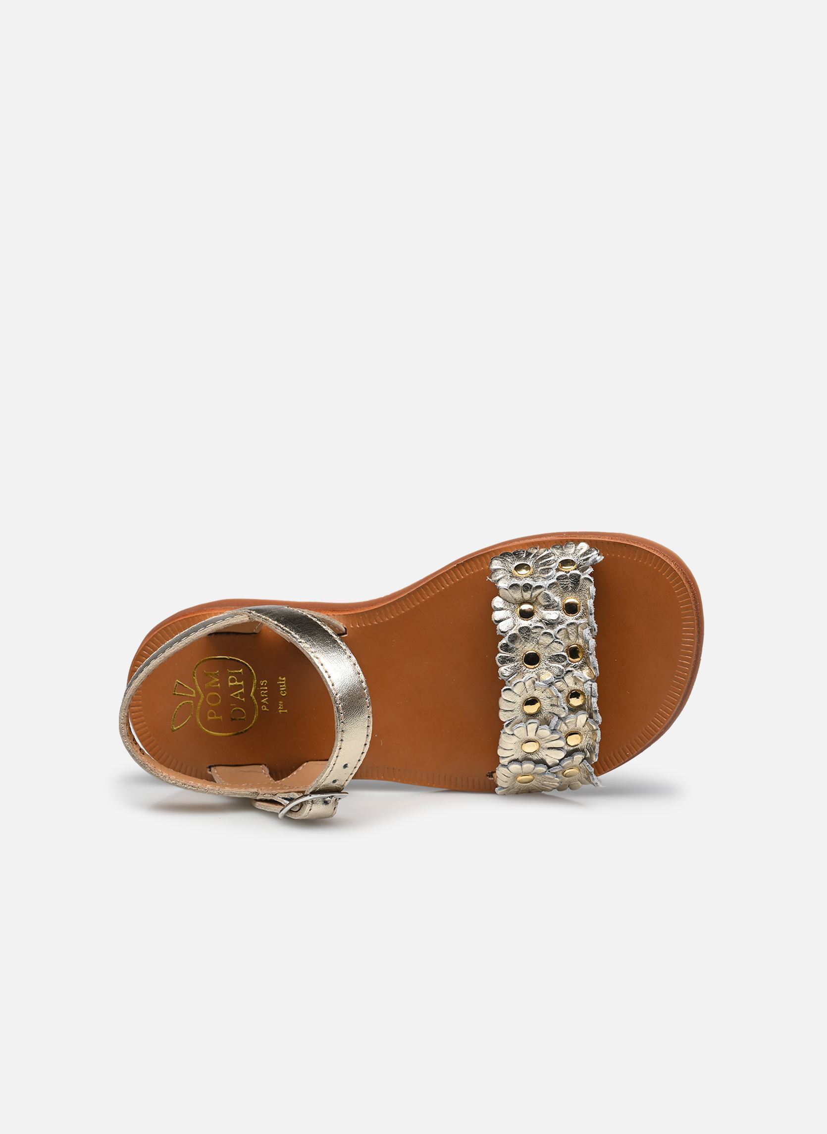 Sandales Plagette Multi Flo fille or et bronze Pom d Api Sandales Plagette Multi Flo fille or et bronze PLATINE