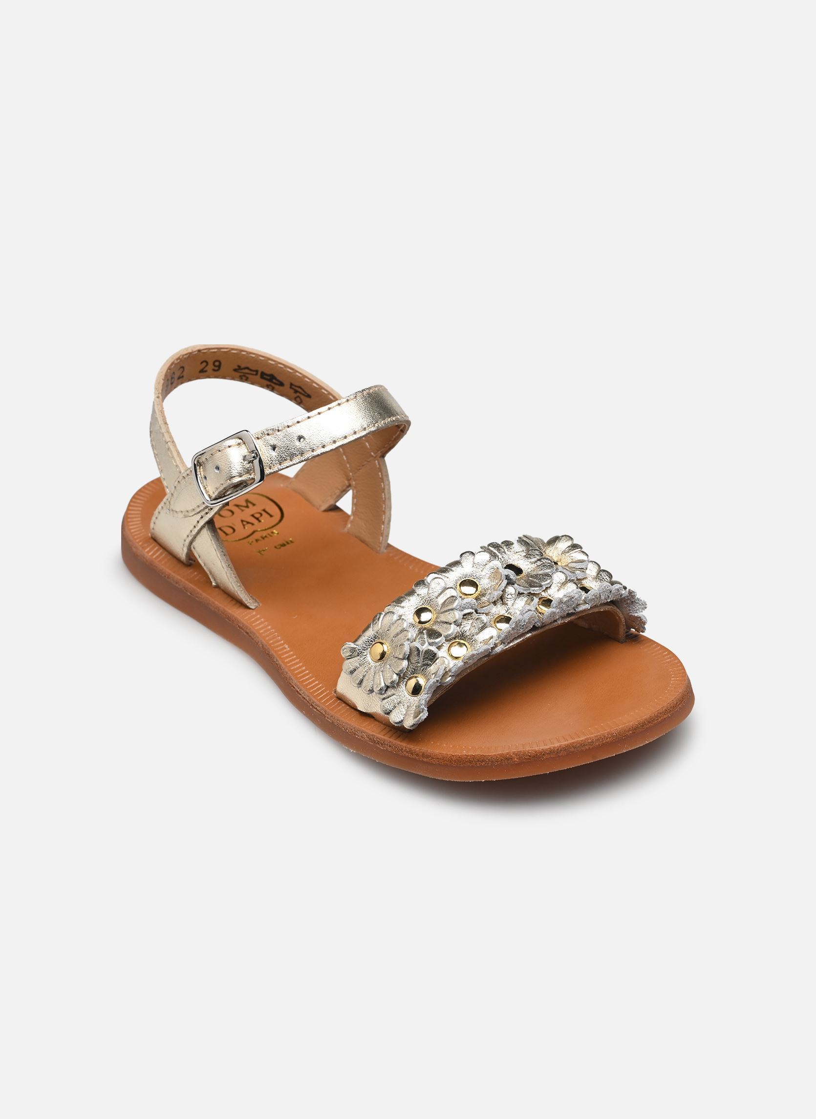 Sandales Plagette Multi Flo fille or et bronze Pom d Api Sandales Plagette Multi Flo fille or et bronze PLATINE