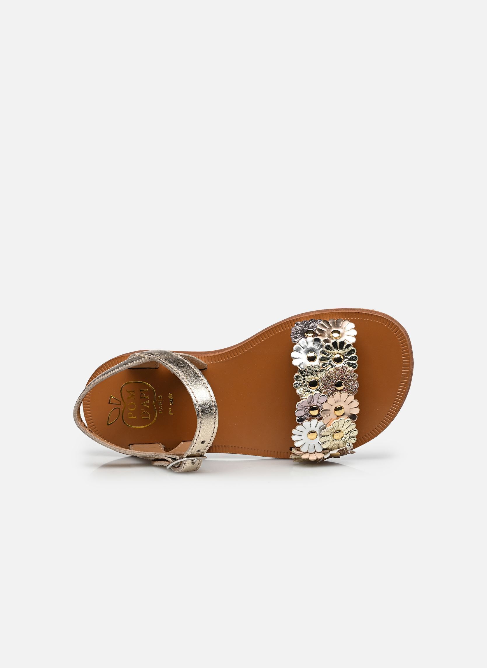 Sandales Plagette Multi Flo fille or et bronze Pom d Api Sandales Plagette Multi Flo fille or et bronze PLATINE 2