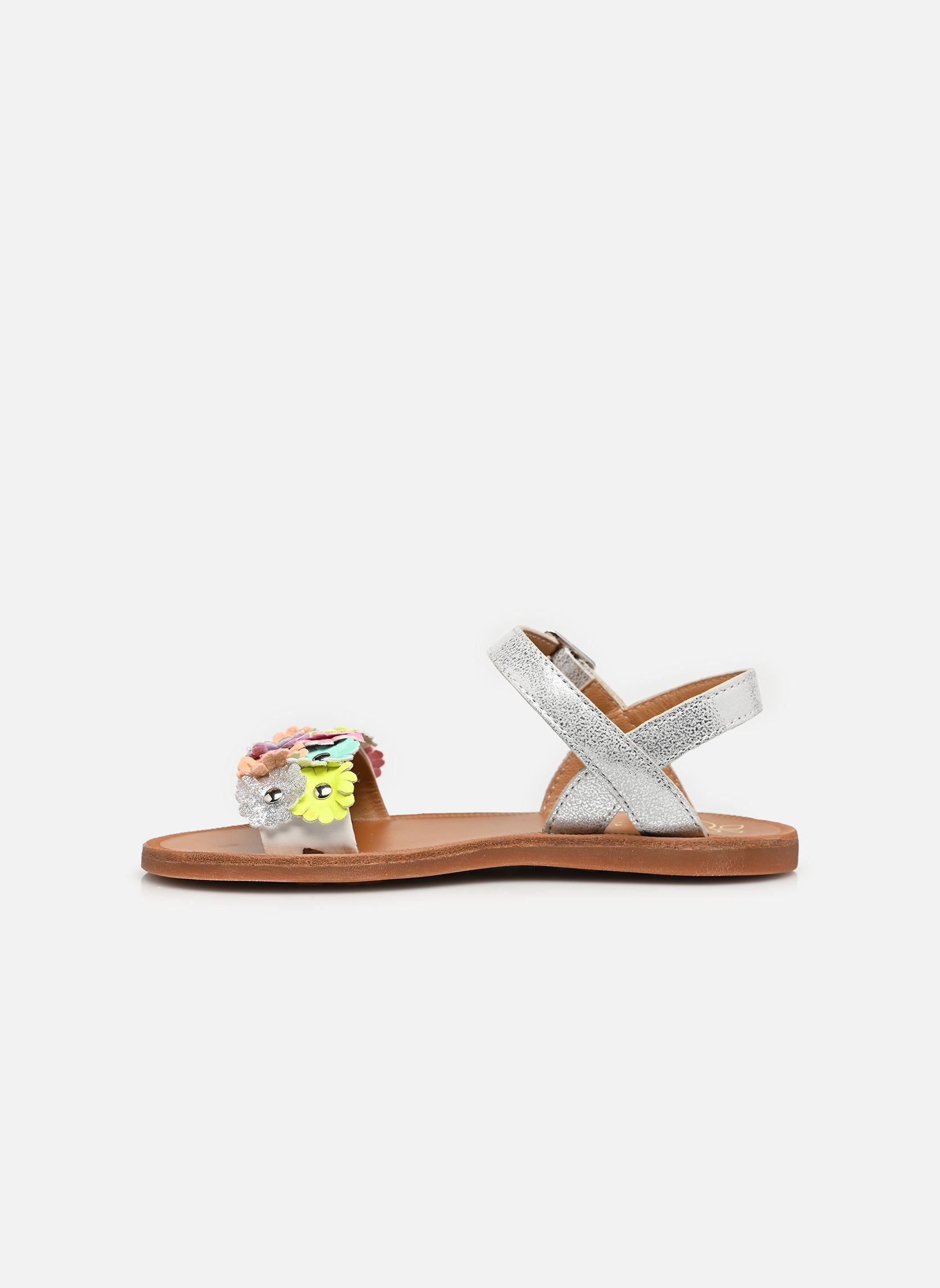 Sandales Plagette Multi Flo fille argent Pom d Api Sandales Plagette Multi Flo fille argent SIVLER
