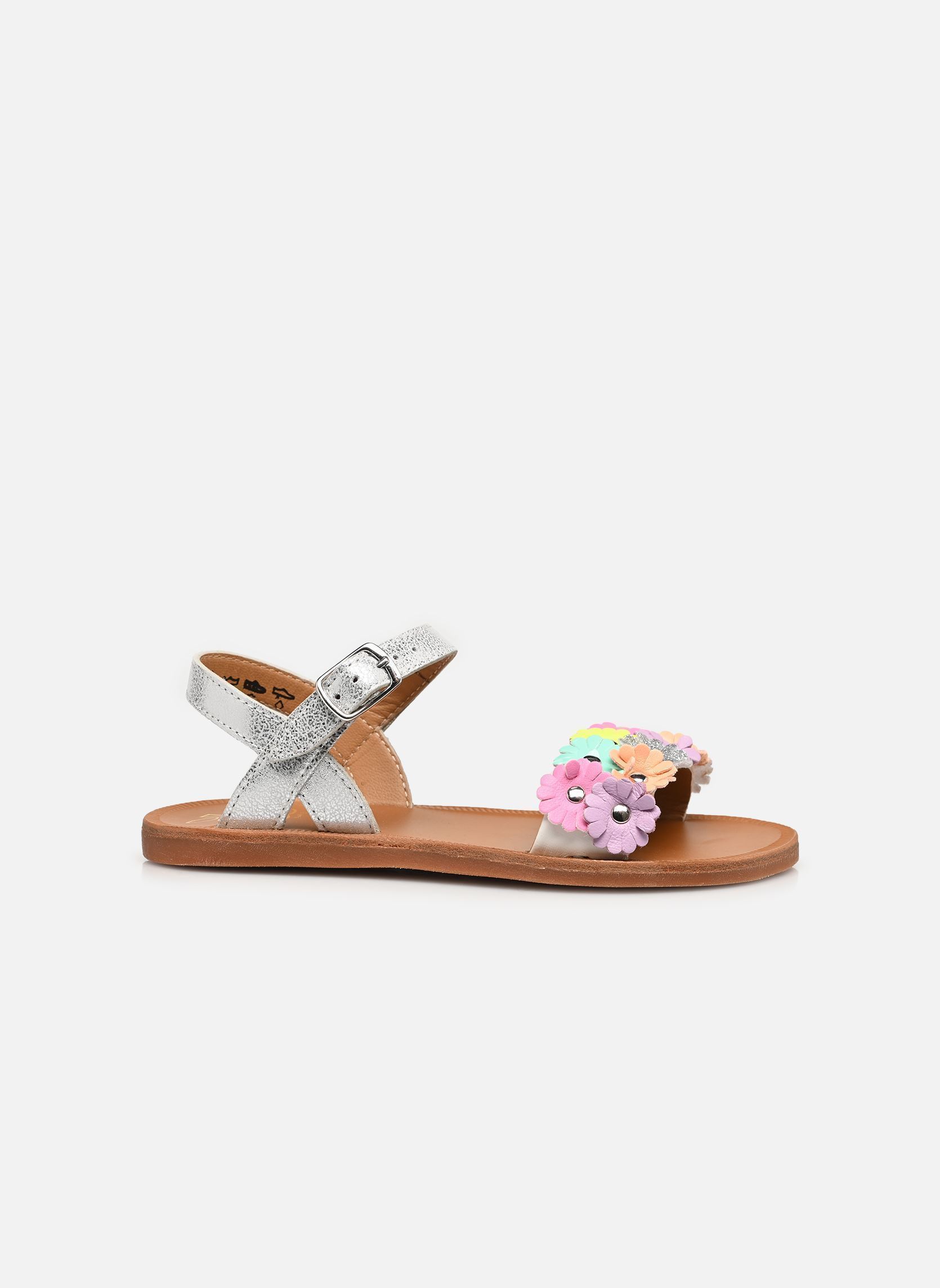 Sandales Plagette Multi Flo fille argent Pom d Api Sandales Plagette Multi Flo fille argent SIVLER