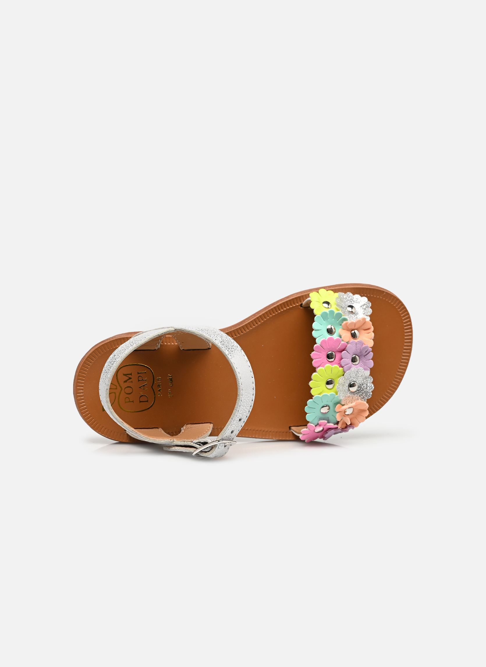 Sandales Plagette Multi Flo fille argent Pom d Api Sandales Plagette Multi Flo fille argent SIVLER