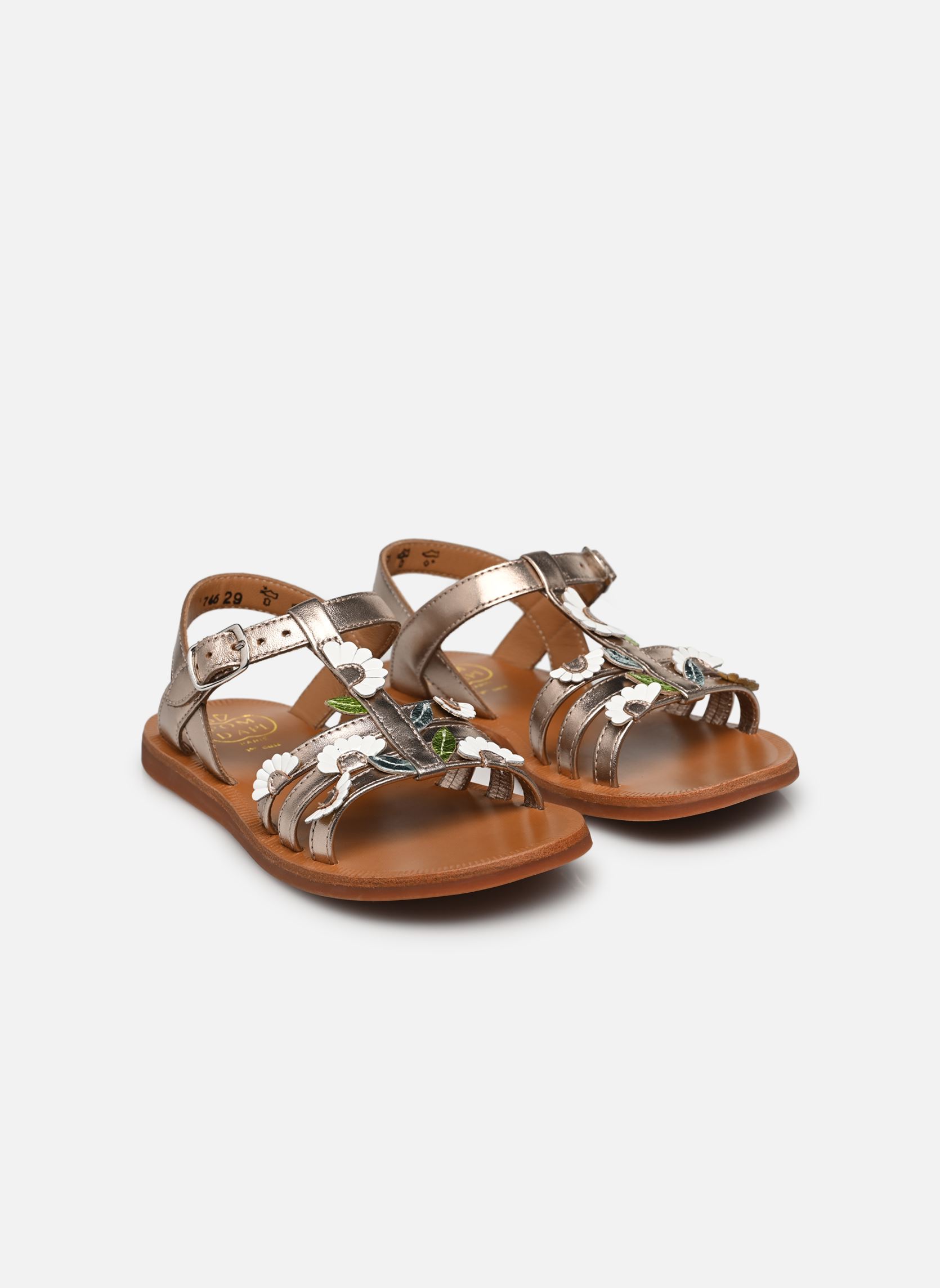 Sandalen Plagette Multi Daisy mädchen silber Pom d Api Sandalen Plagette Multi Daisy mädchen silber ORO PALLA