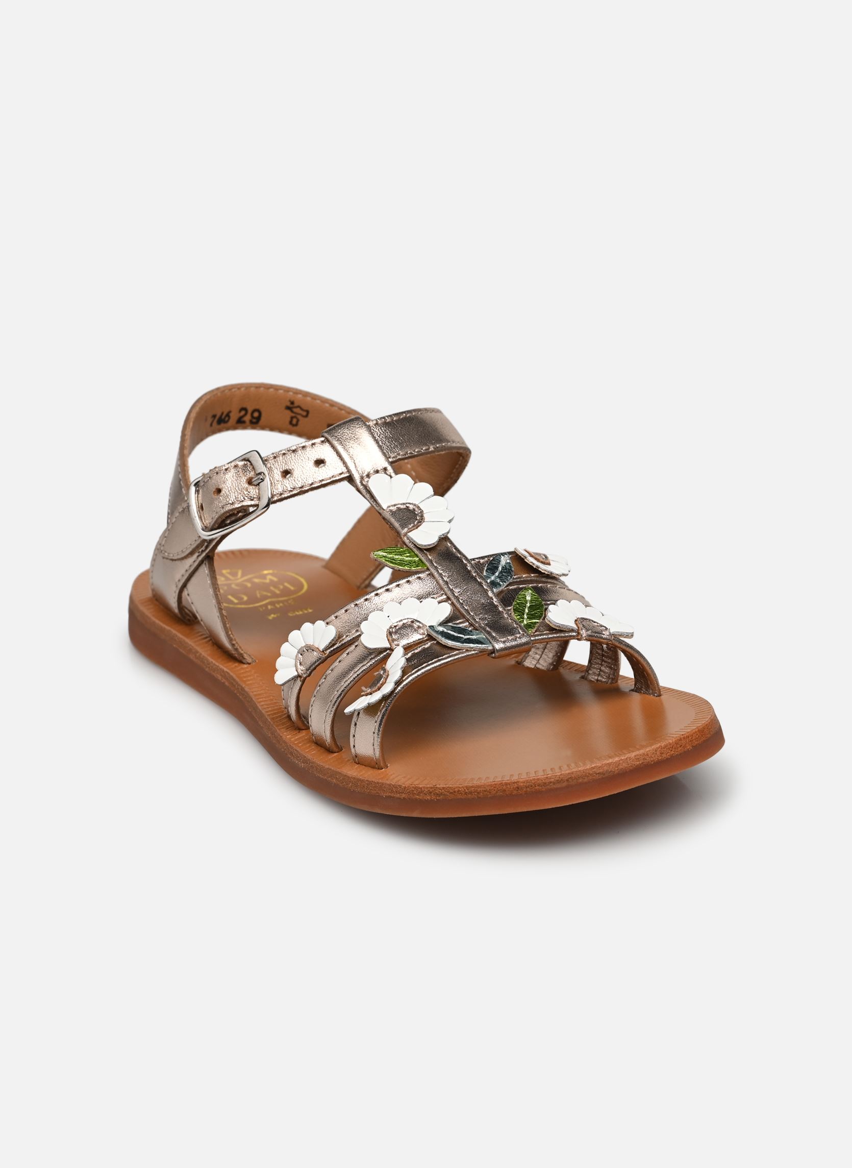 Sandalen Plagette Multi Daisy mädchen silber Pom d Api Sandalen Plagette Multi Daisy mädchen silber ORO PALLA