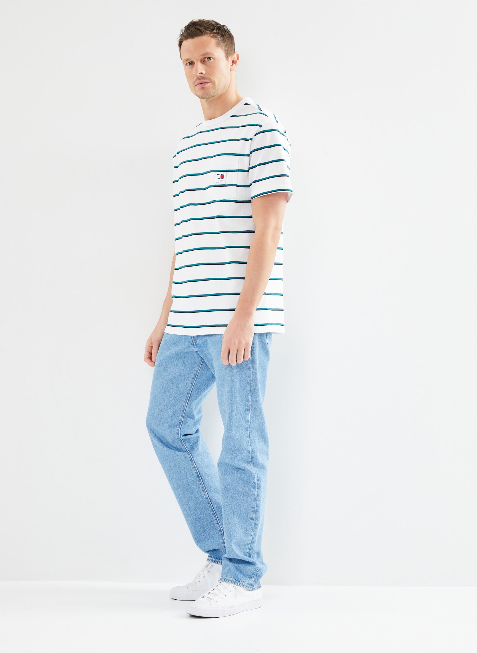 Tee-shirts manches courtes Tjm Reg Easy Stripe homme blanc Tommy Jeans Tee-shirts manches courtes Tjm Reg Easy Stripe homme blanc WHITE