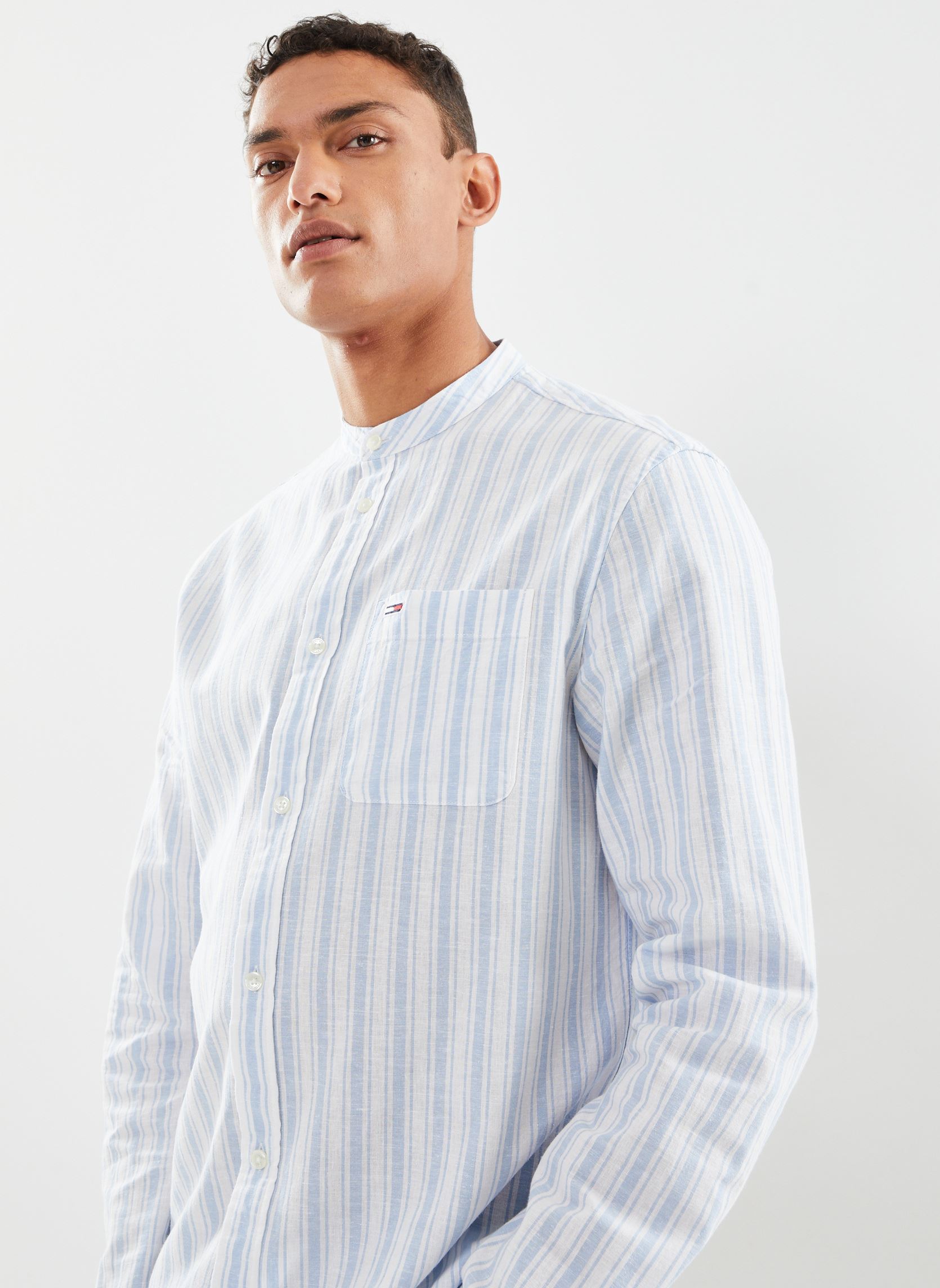 Langarm-T-Shirts Tjm Mao Stripe Linen herren blau Tommy Jeans Langarm-T-Shirts Tjm Mao Stripe Linen herren blau MODERATE BLUE STRIPE