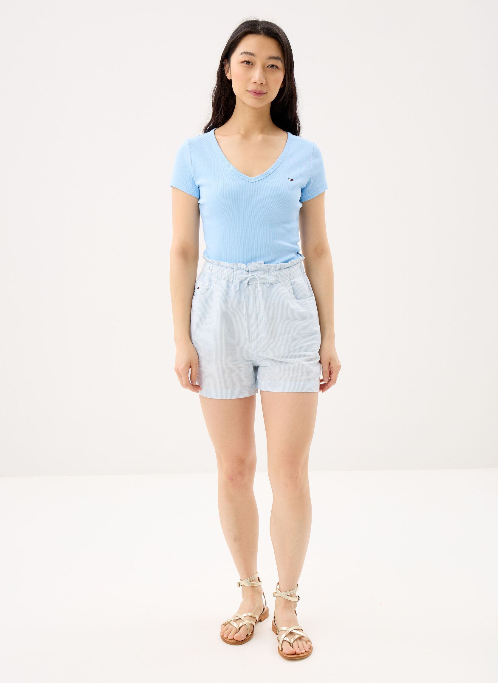 Tee-shirts manches courtes Tjw Slim Essential femme bleu Tommy Jeans Tee-shirts manches courtes Tjw Slim Essential femme bleu LIGHT POWDERY BLUE