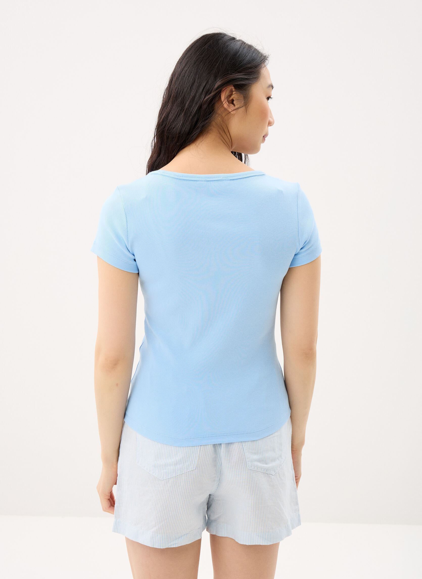 Tee-shirts manches courtes Tjw Slim Essential femme bleu Tommy Jeans Tee-shirts manches courtes Tjw Slim Essential femme bleu LIGHT POWDERY BLUE
