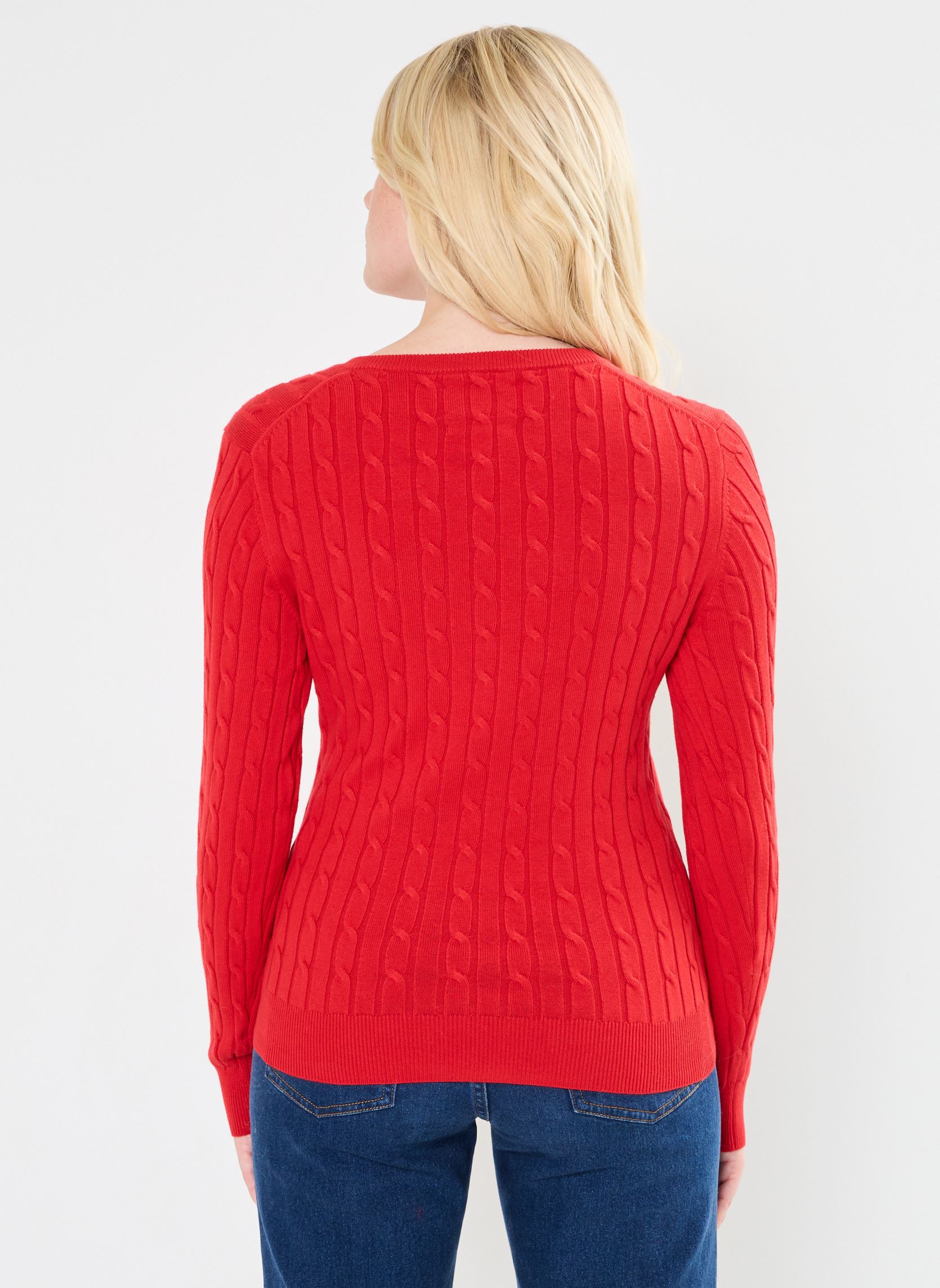 Pulls Stretch Cotton Cable V-Neck femme rouge GANT Pulls Stretch Cotton Cable V-Neck femme rouge ROUGE PALE