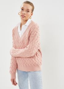 Pulls Textured Cotton V-Neck femme rose