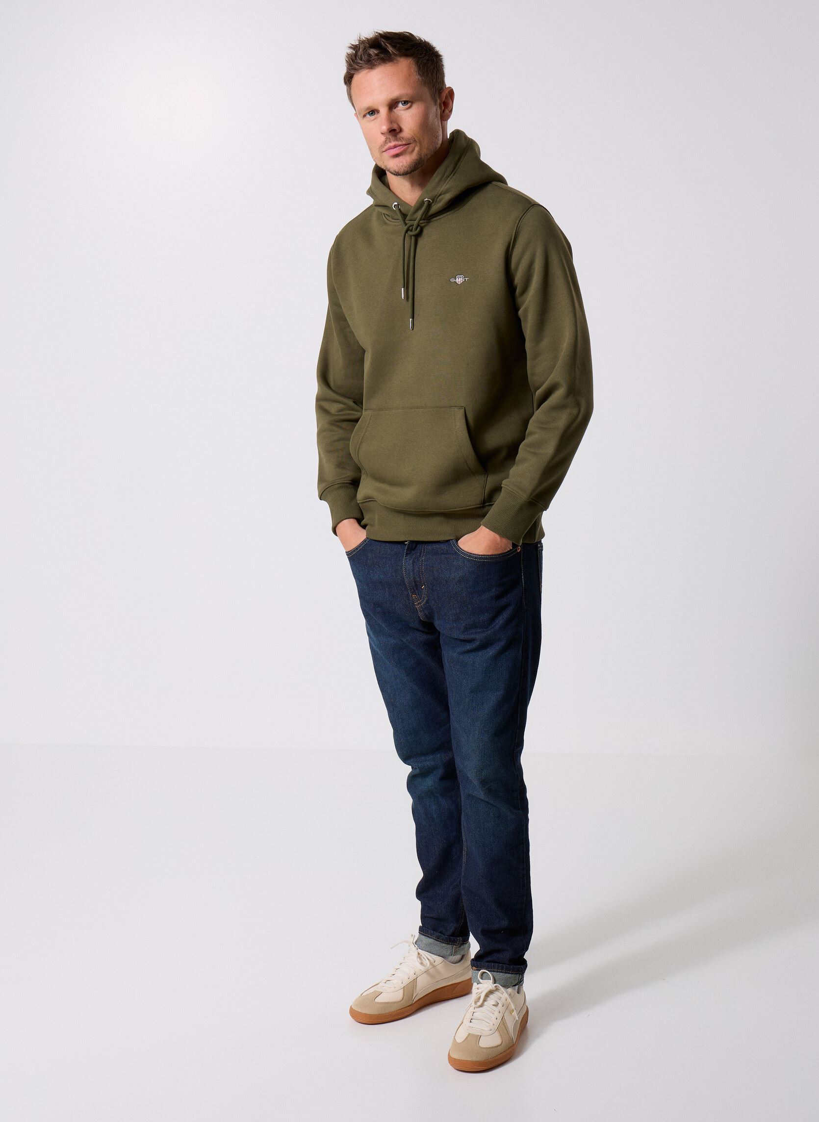 Jersey con capucha Reg Shield Hoodie hombre verde GANT Jersey con capucha Reg Shield Hoodie hombre verde MOSS GREEN