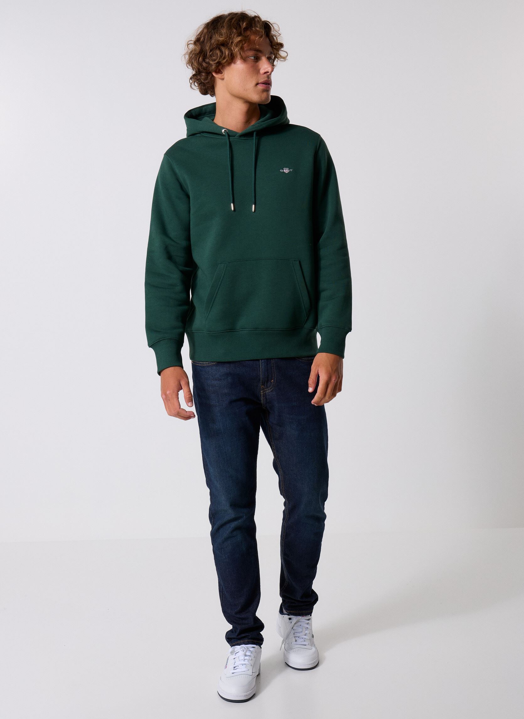 Felpe con cappuccio Reg Shield Hoodie uomo verde GANT Felpe con cappuccio Reg Shield Hoodie uomo verde Tartan Green