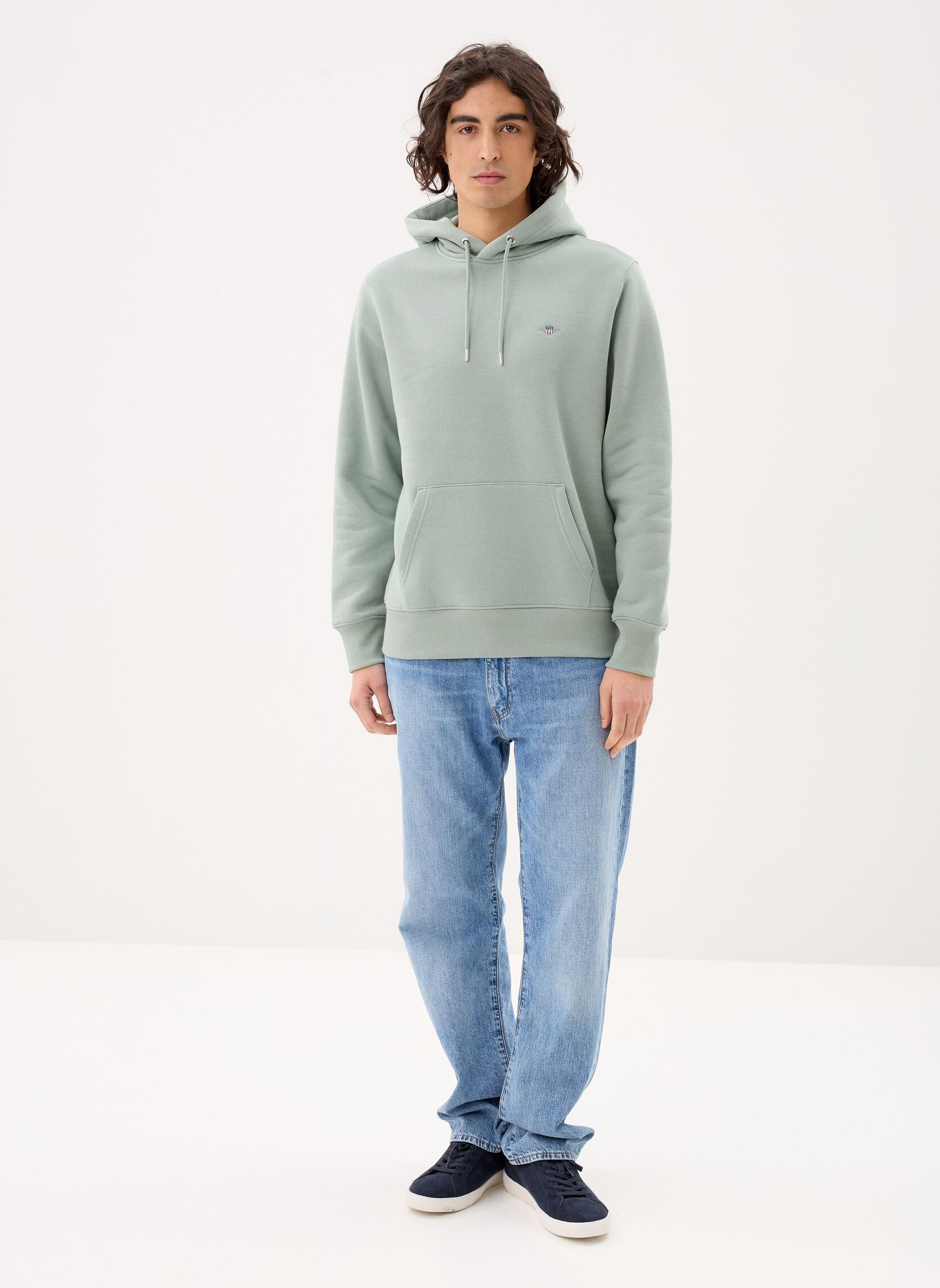 Hoodies Reg Shield Hoodie heren groen GANT Hoodies Reg Shield Hoodie heren groen CERAMIC GREY