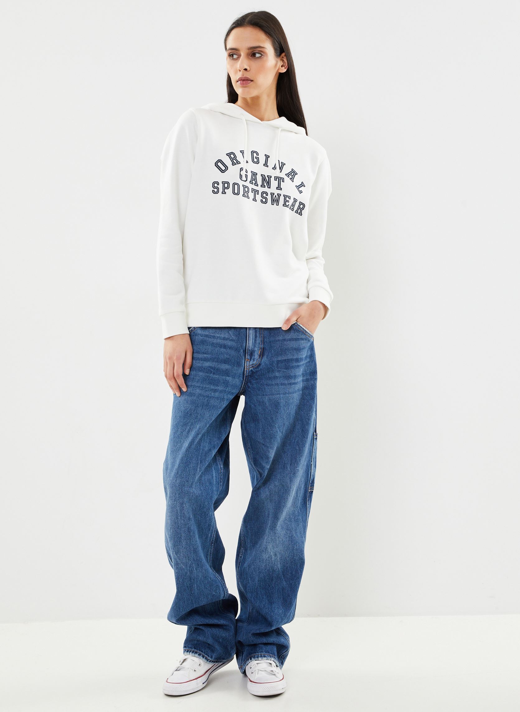 Sweatshirts Reg Printed Hoodie femme blanc GANT Sweatshirts Reg Printed Hoodie femme blanc EGGSHELL