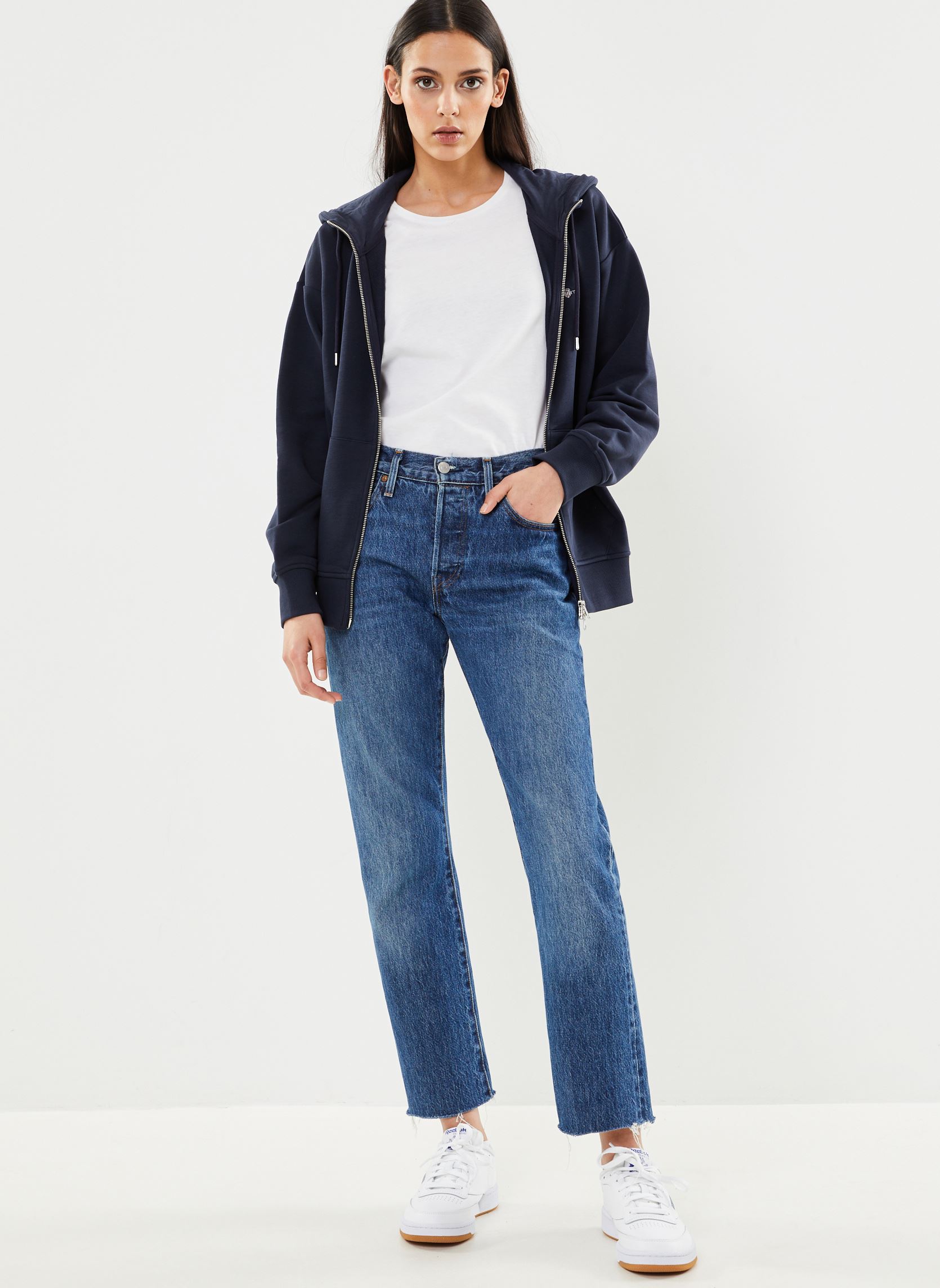 Sweats zippés Rel Shield Zip Hoodie femme bleu GANT Sweats zippés Rel Shield Zip Hoodie femme bleu BLEU NUIT