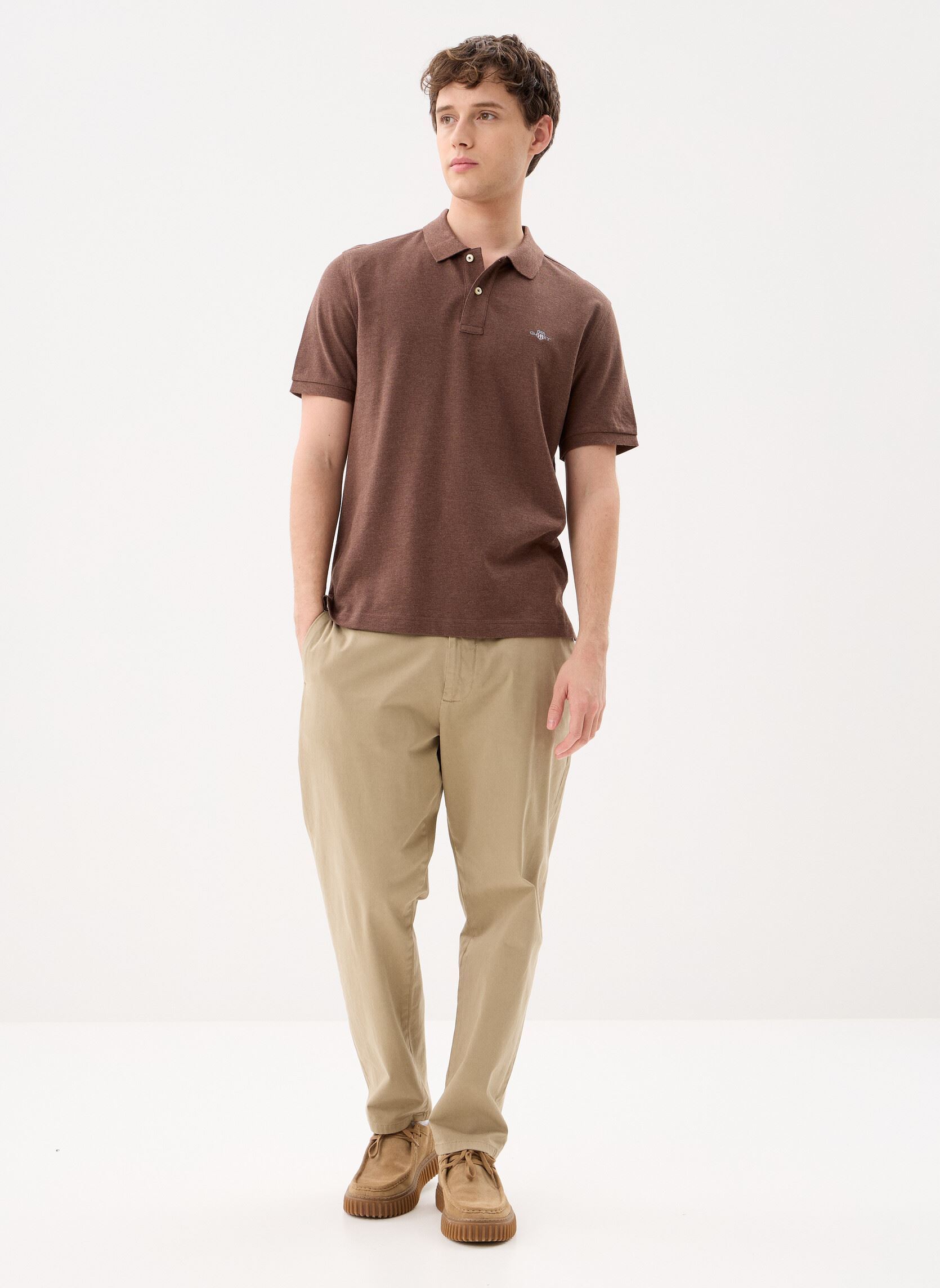 Korte mouwen polo's Reg Shield Ss Pique Polo heren bruin GANT Korte mouwen polo's Reg Shield Ss Pique Polo heren bruin BROWN MELANGE