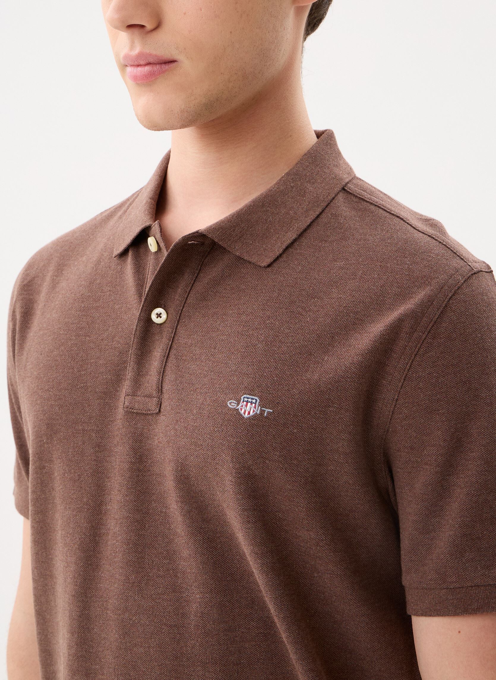 Korte mouwen polo's Reg Shield Ss Pique Polo heren bruin GANT Korte mouwen polo's Reg Shield Ss Pique Polo heren bruin BROWN MELANGE
